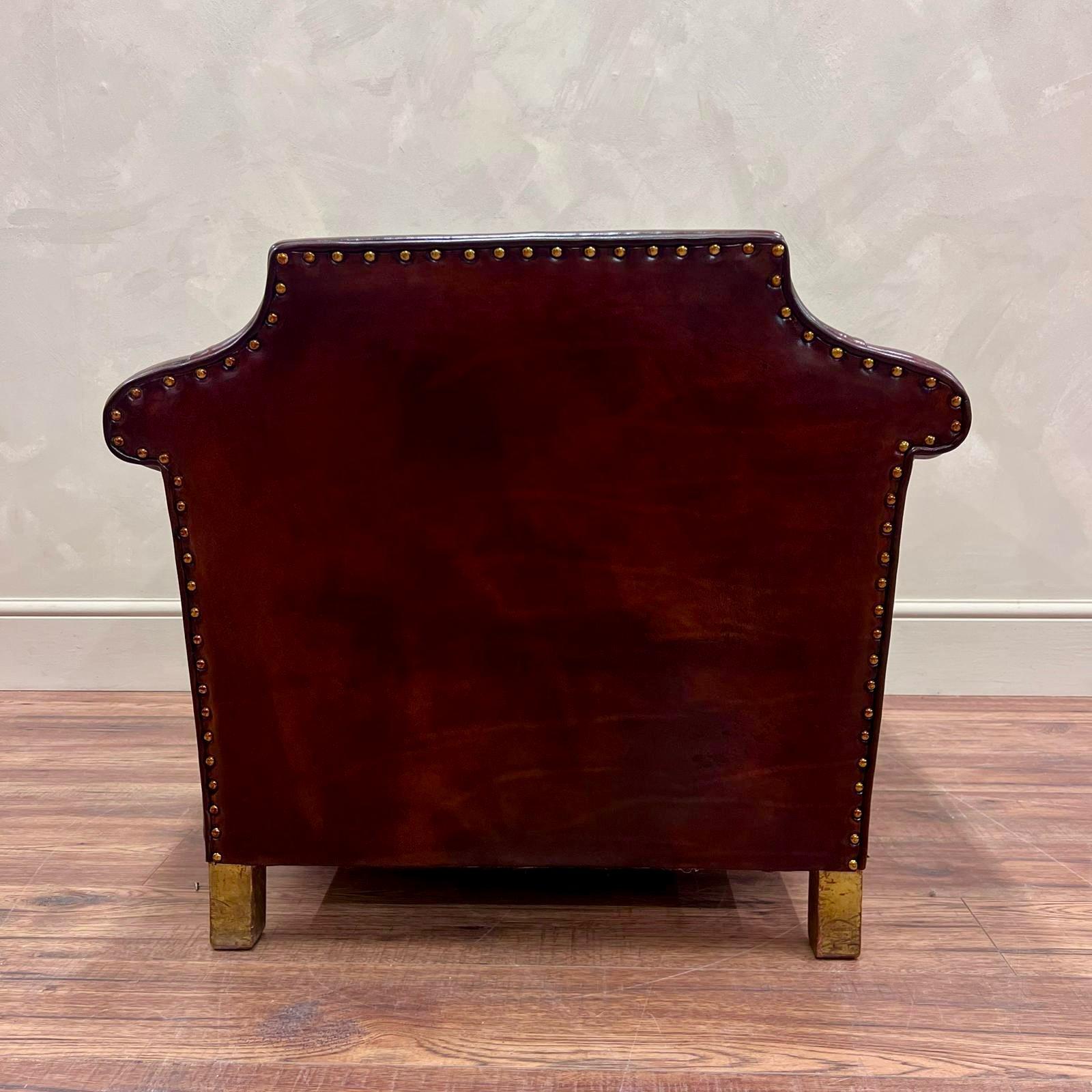 19th C English Deep Seated Leather Club Chair For Sale 2