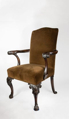 19th Century English Dog Form Walnut Armchair
