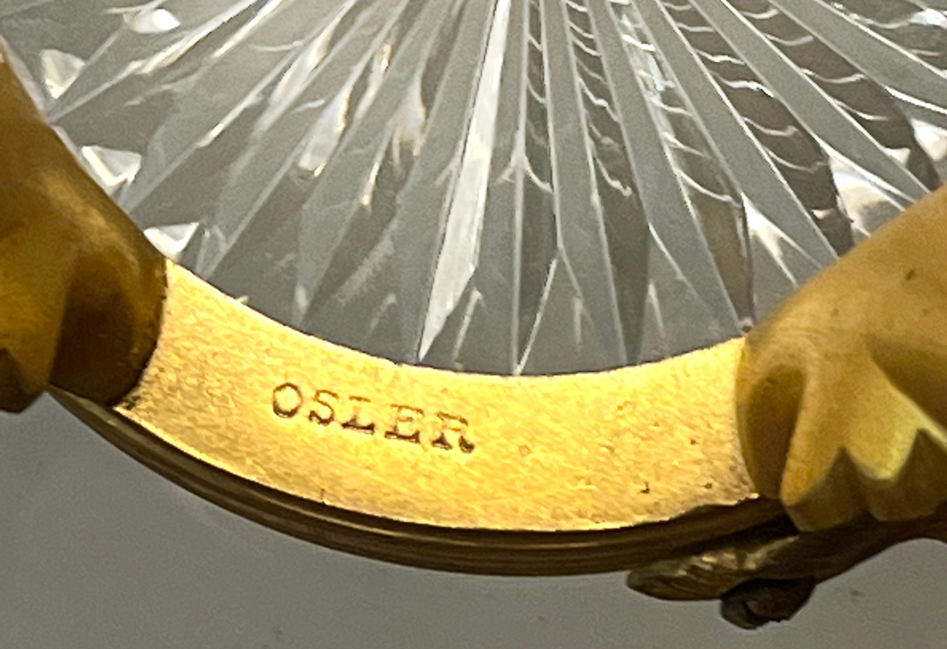 19th C. English Dore Bronze Mtd. Crystal Bowl Centerpiece w/ Bird Handles, Osler For Sale 7