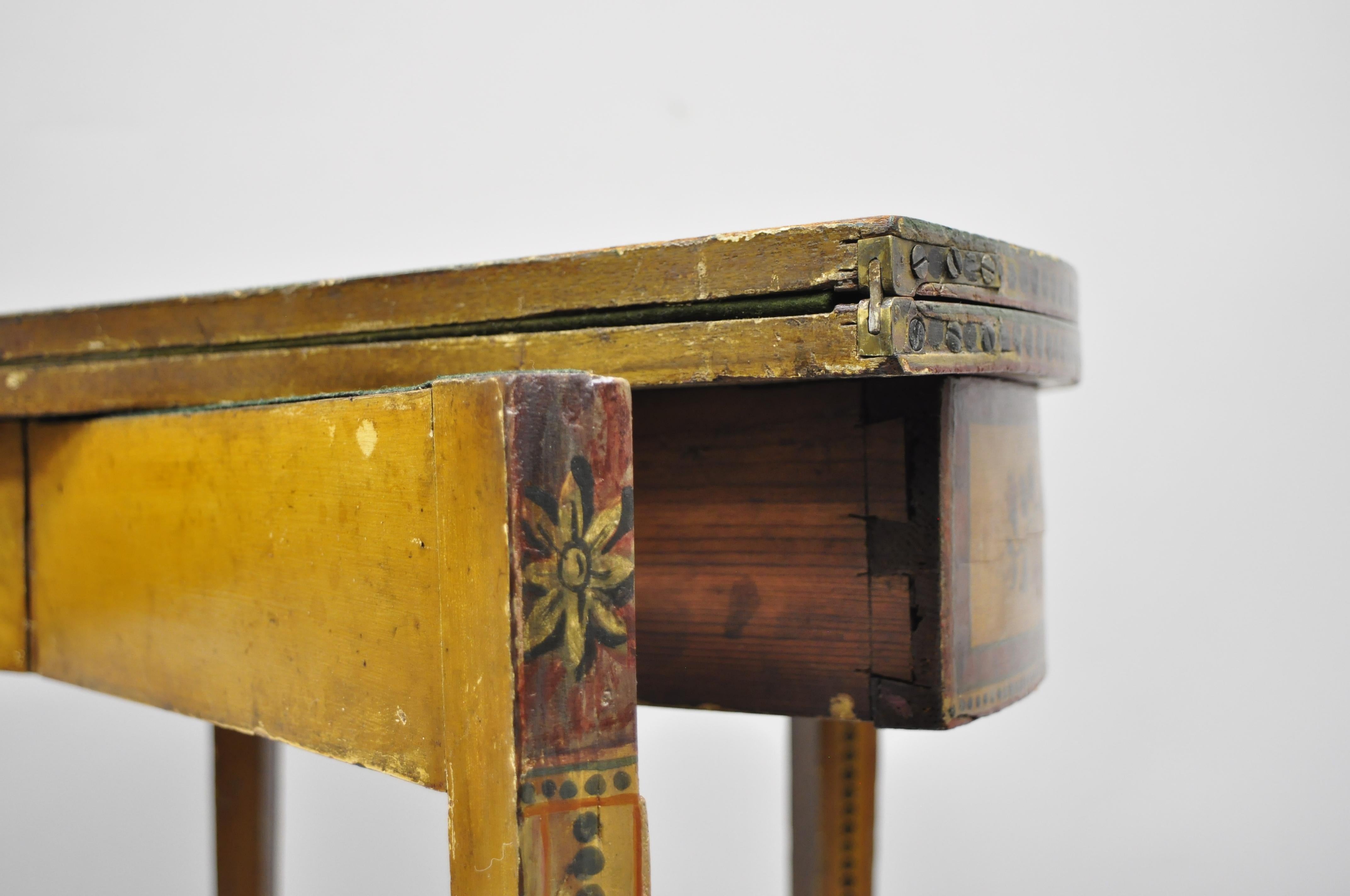 English Edwardian Polychrome Adams Painted Demilune Console Game Table 5