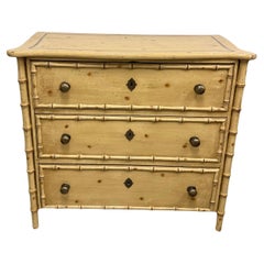 Used 19th c English Faux Bamboo Hand Painted Wood Dresser