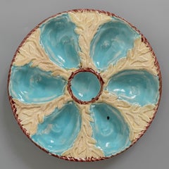Piatto per ostriche in maiolica Fielding inglese del XIX secolo