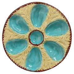 Antique 19th C. English Fielding Majolica Oyster Plate