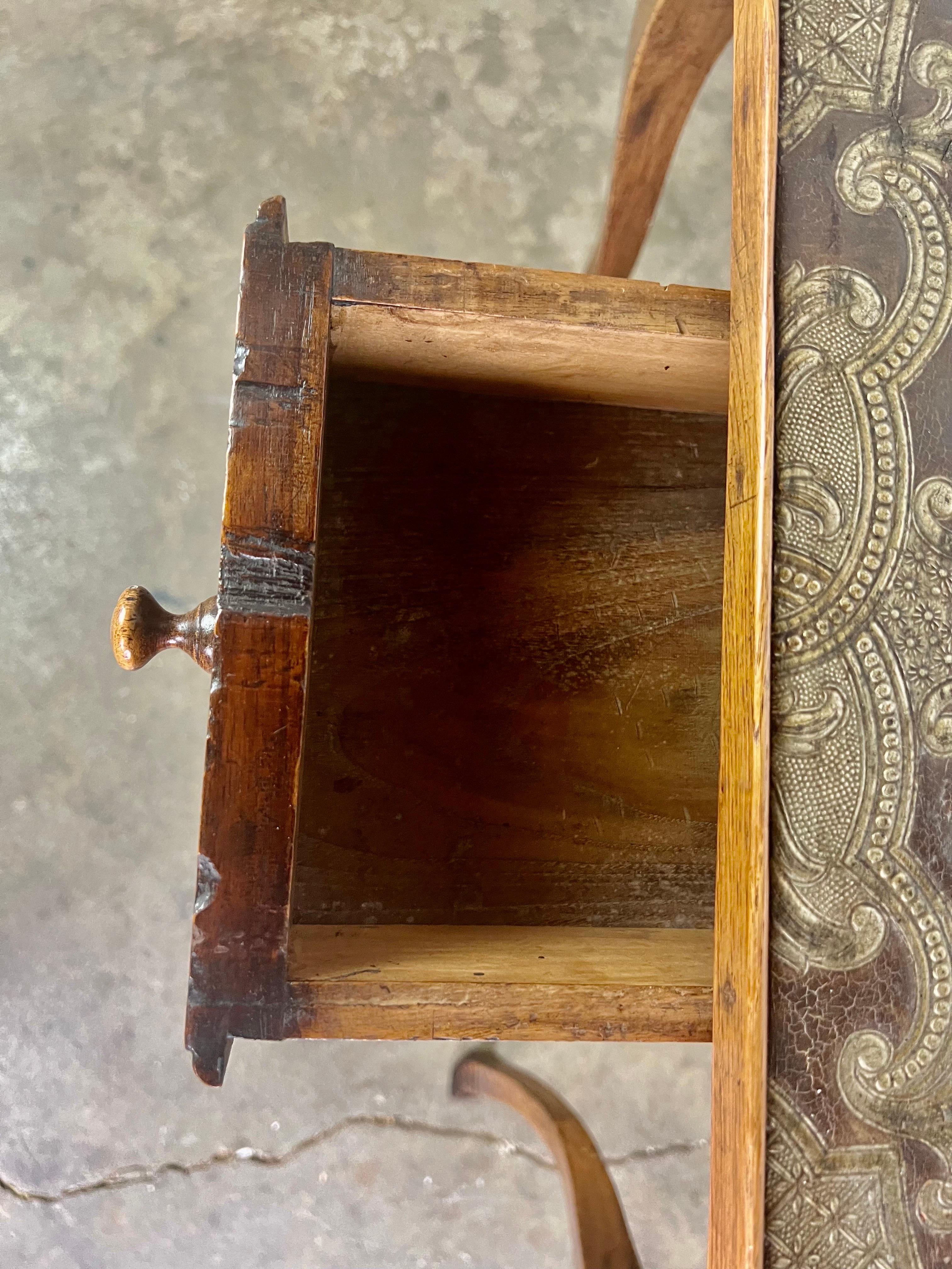 19th Century English Game Table W/Embossed Leather Top 4