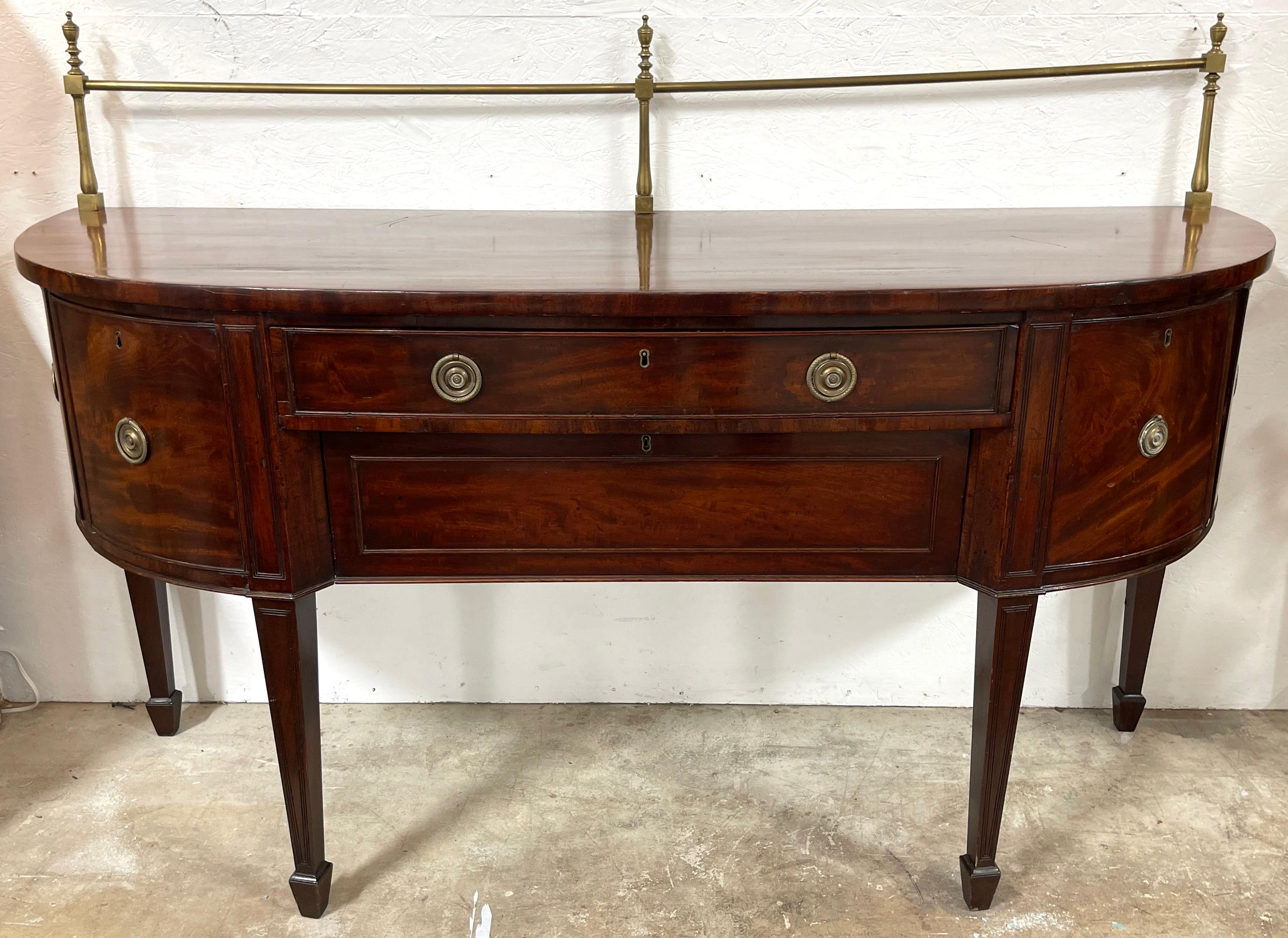 19th C. English George III Mahogany & Brass Gallery  Hunt/Sideboard  For Sale 11