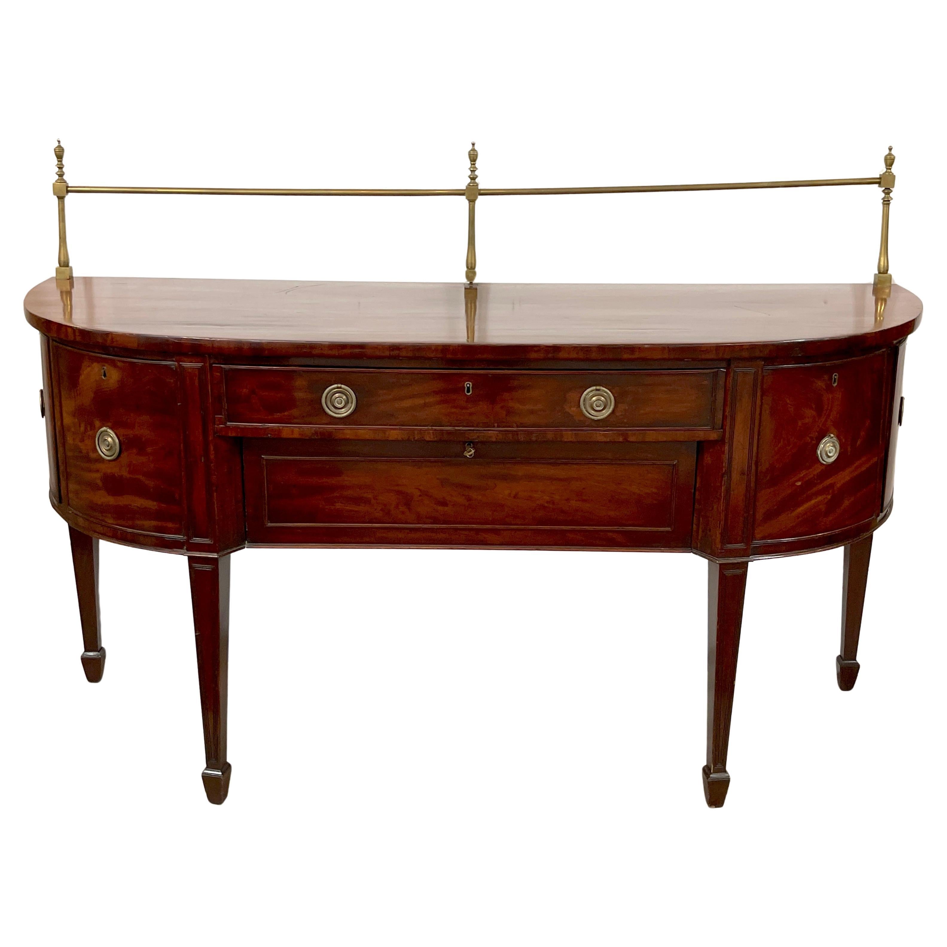 19th C. English George III Mahogany & Brass Gallery  Hunt/Sideboard  For Sale