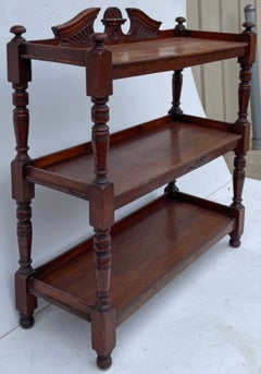 19th-C. English Georgian Carved Mahogany Server / Etagere / Dessert / Shelf