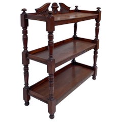 Antique 19th-C. English Georgian Carved Mahogany Server / Etagere / Dessert / Shelf
