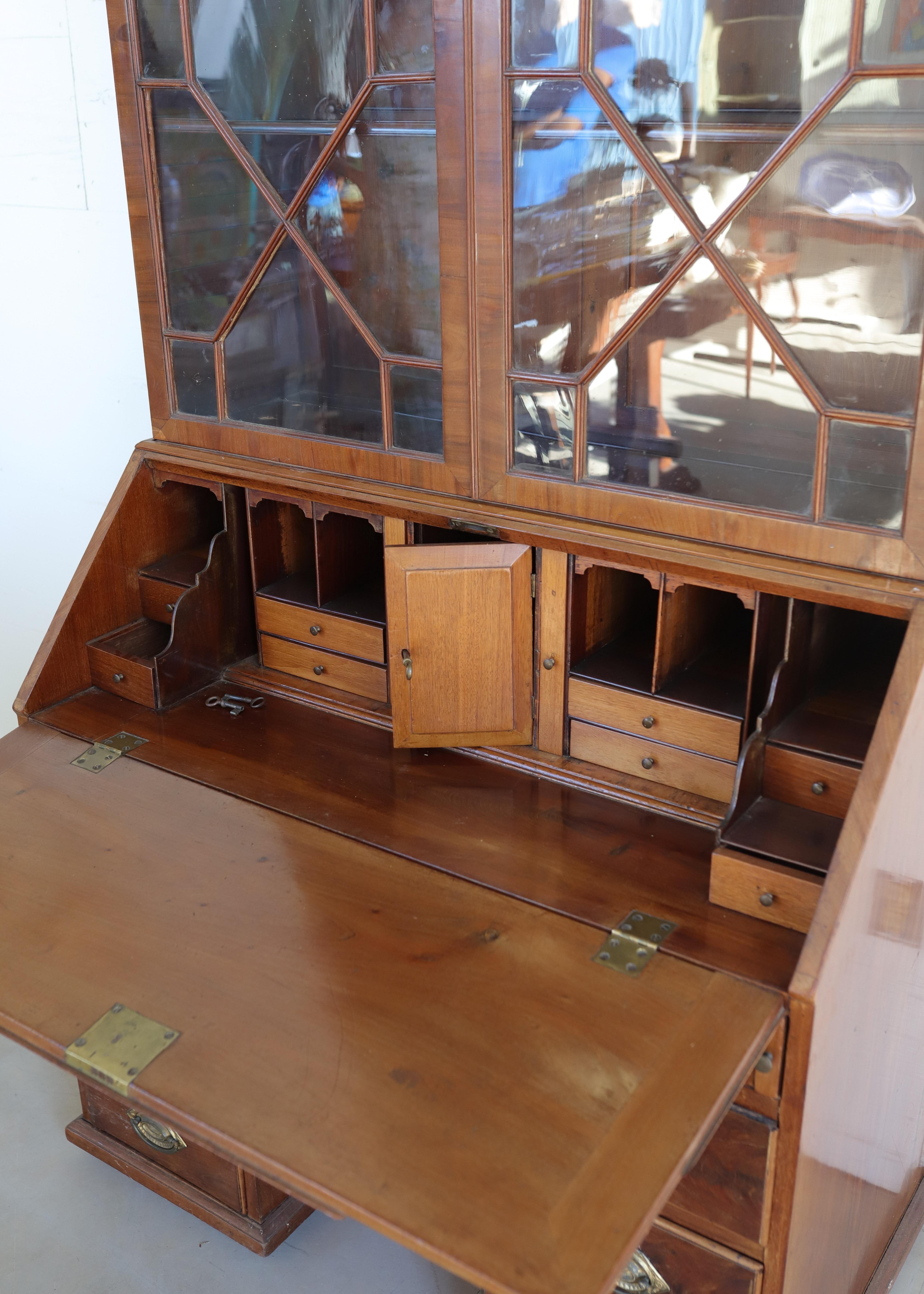 Brass 19th C. English Georgian Secretaire For Sale