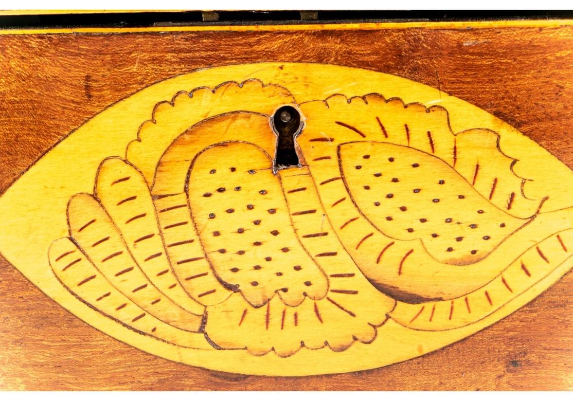 19th Century English Inlaid Mahogany Tantalus Decanter Set In Good Condition In Bridgeport, CT