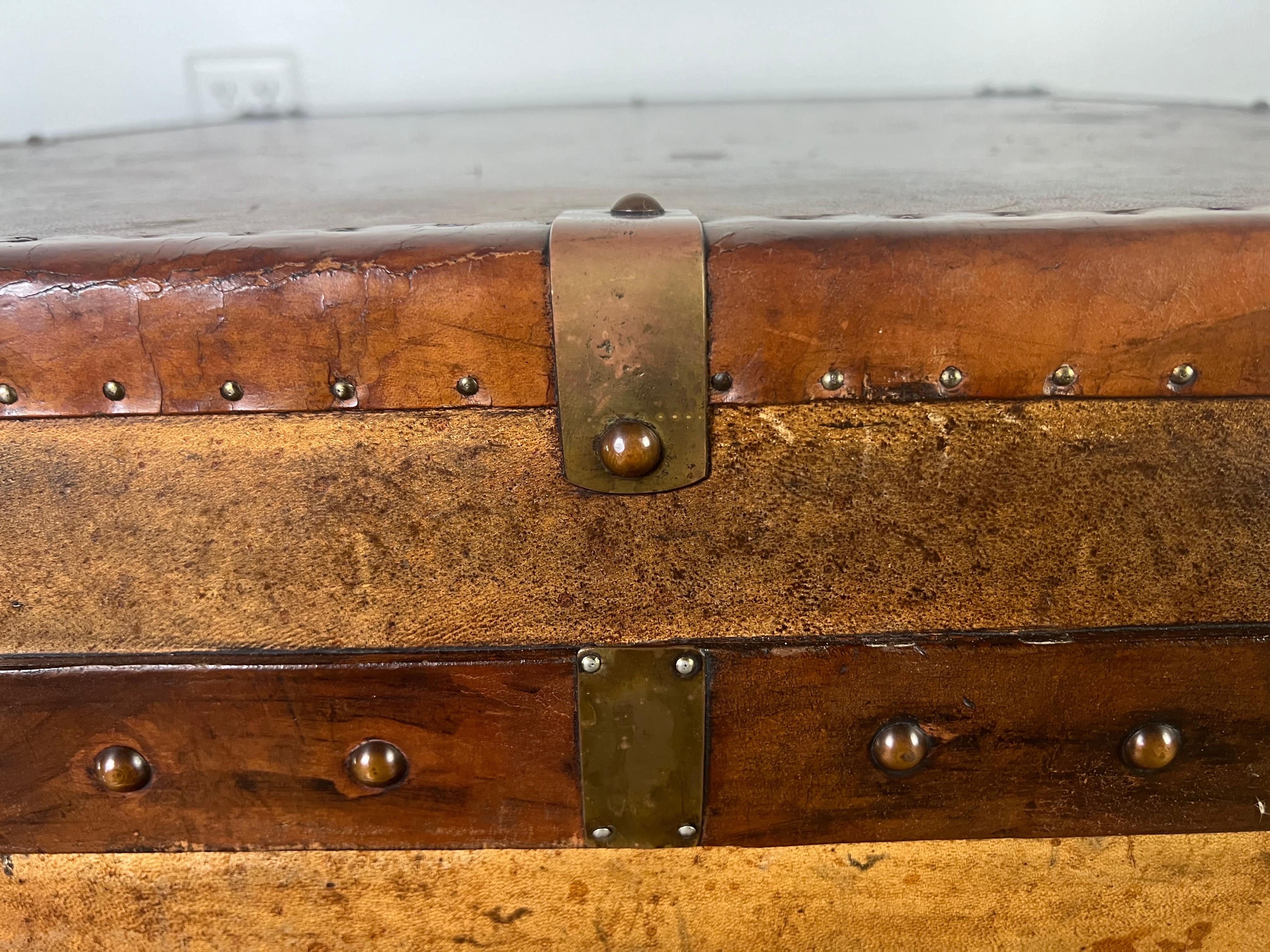 19th C. English Leather Coffee Table/Steamer Trunk For Sale 7