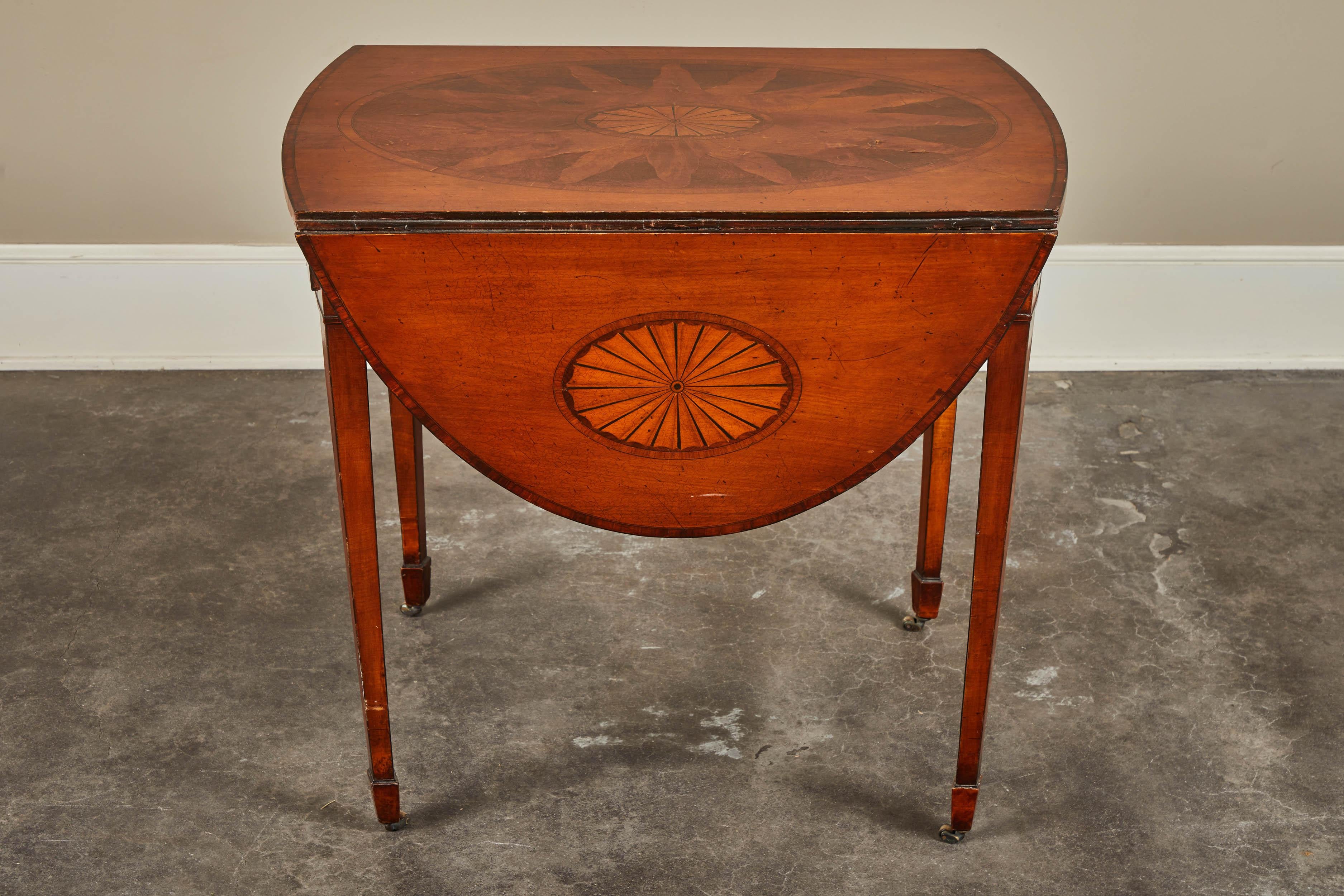 English Mahogany George III Pembroke Table W/Inlaid Fan & Sunburst W/Dra For Sale 6