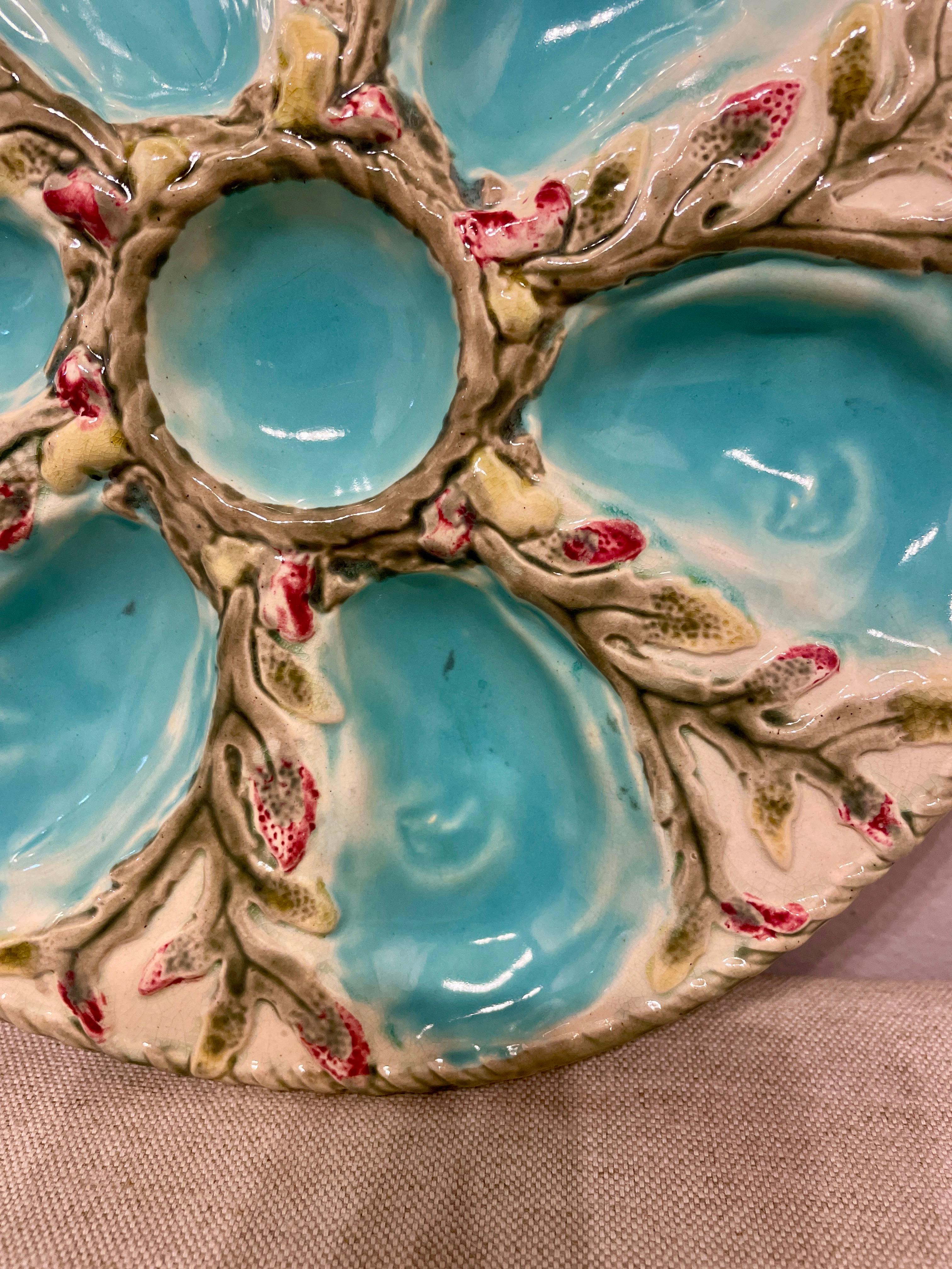 19th C. English Majolica Fielding Oyster Plate 1