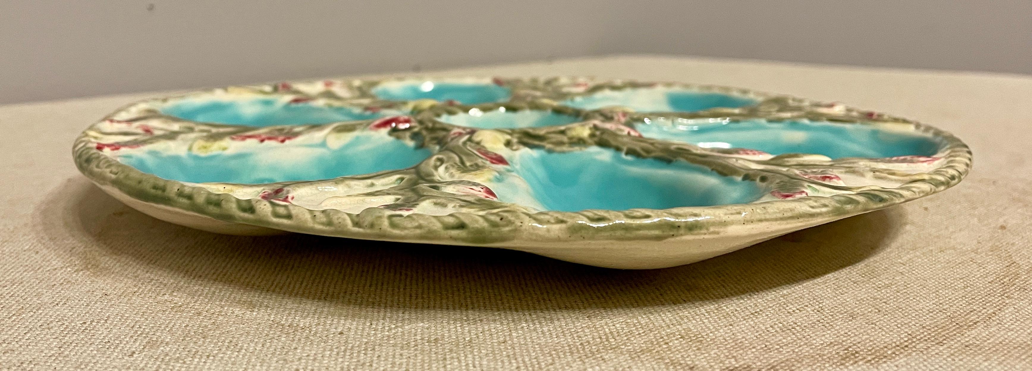 19th C. English Majolica Fielding Oyster Plate 3
