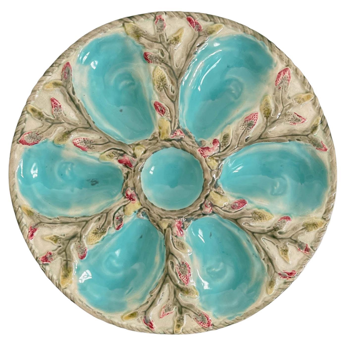 19th C. English Majolica Fielding Oyster Plate
