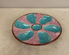 19th c. English Majolica Seaweed Oyster Plate, S. Fielding & Co.