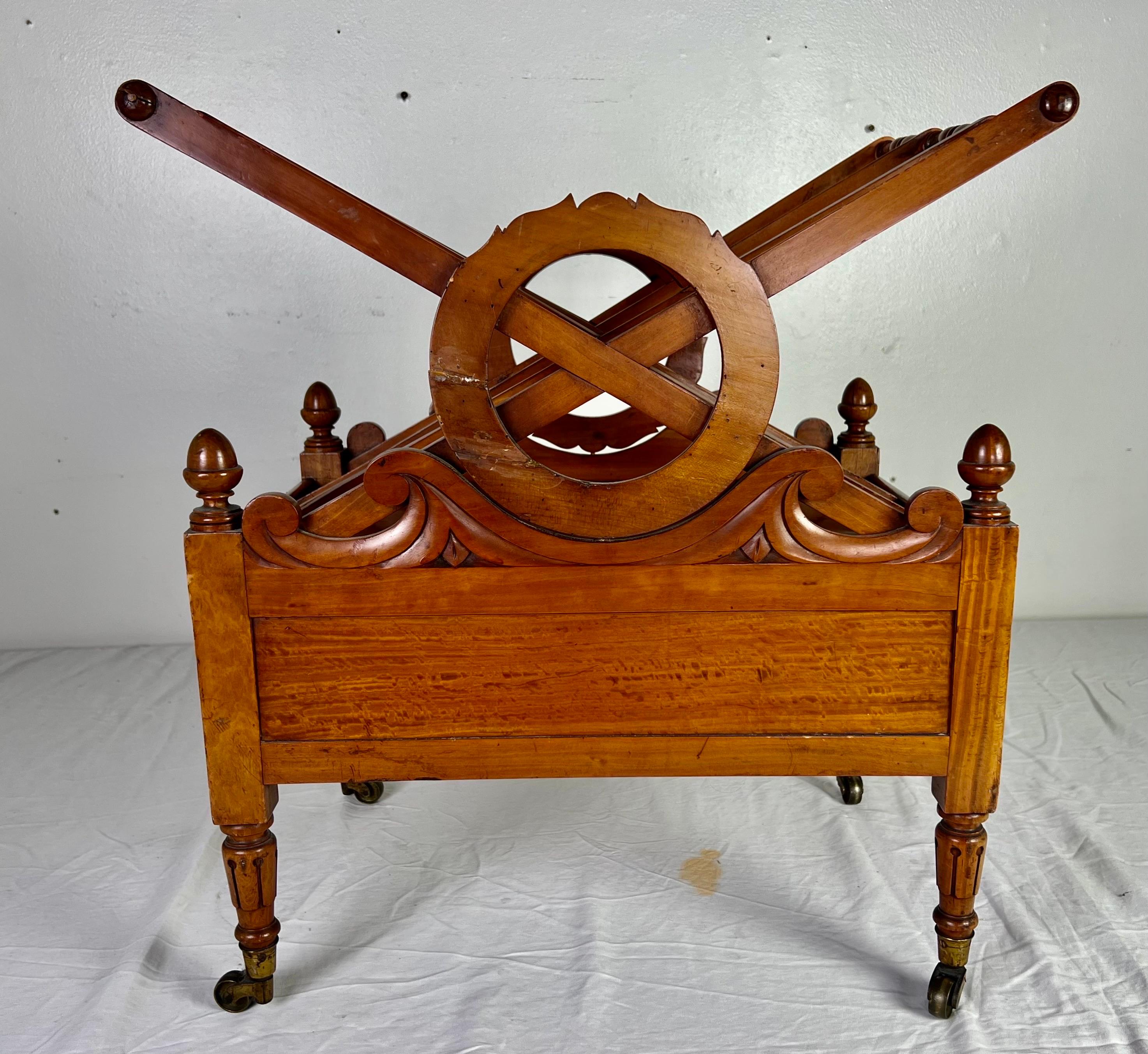 19th C. English Maple Magazine Rack w/ Drawer and Casters For Sale 9