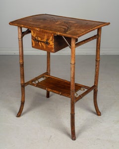 19th Century English Marquetry Bamboo Table