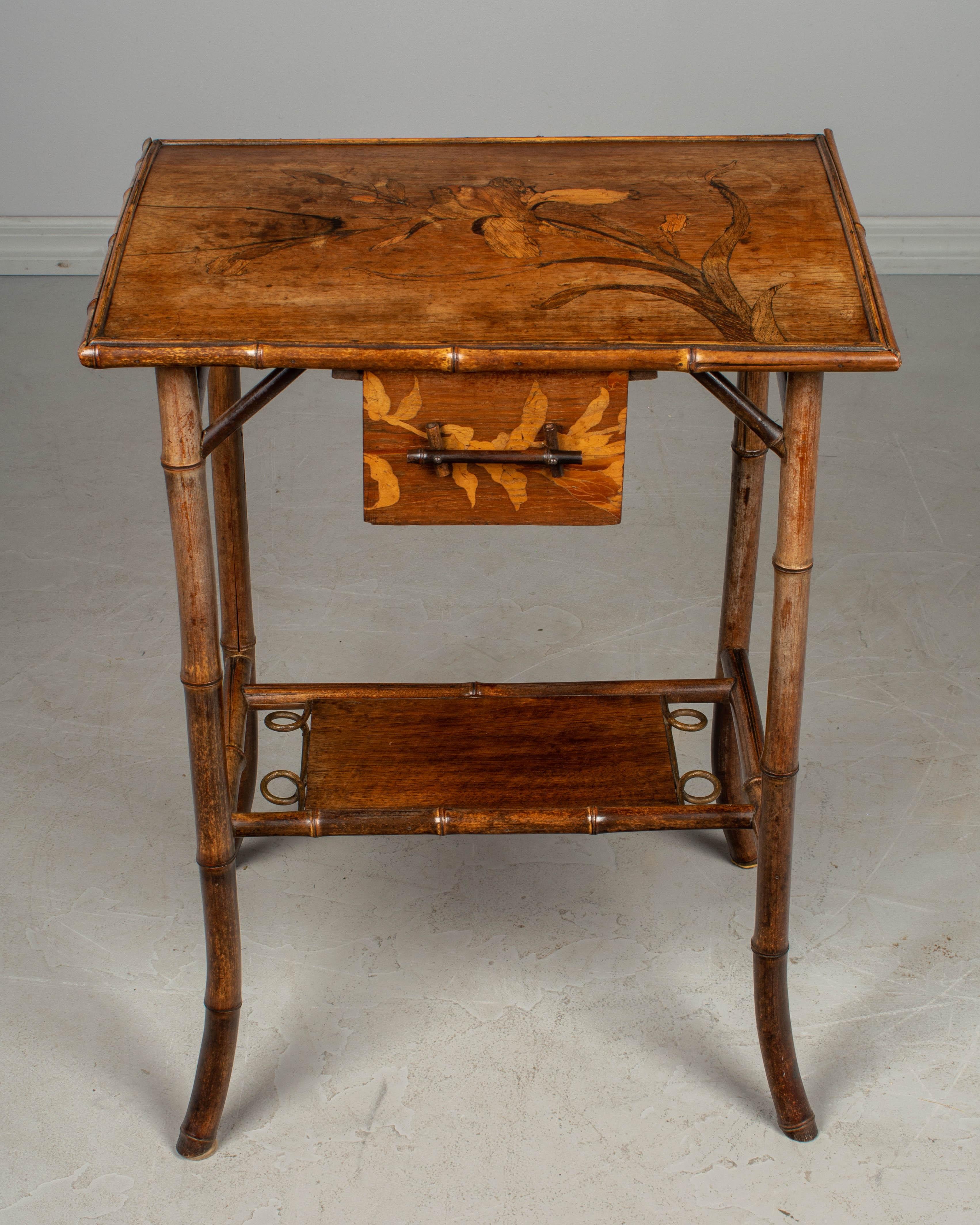 19th Century English Marquetry Bamboo Table In Good Condition In Winter Park, FL