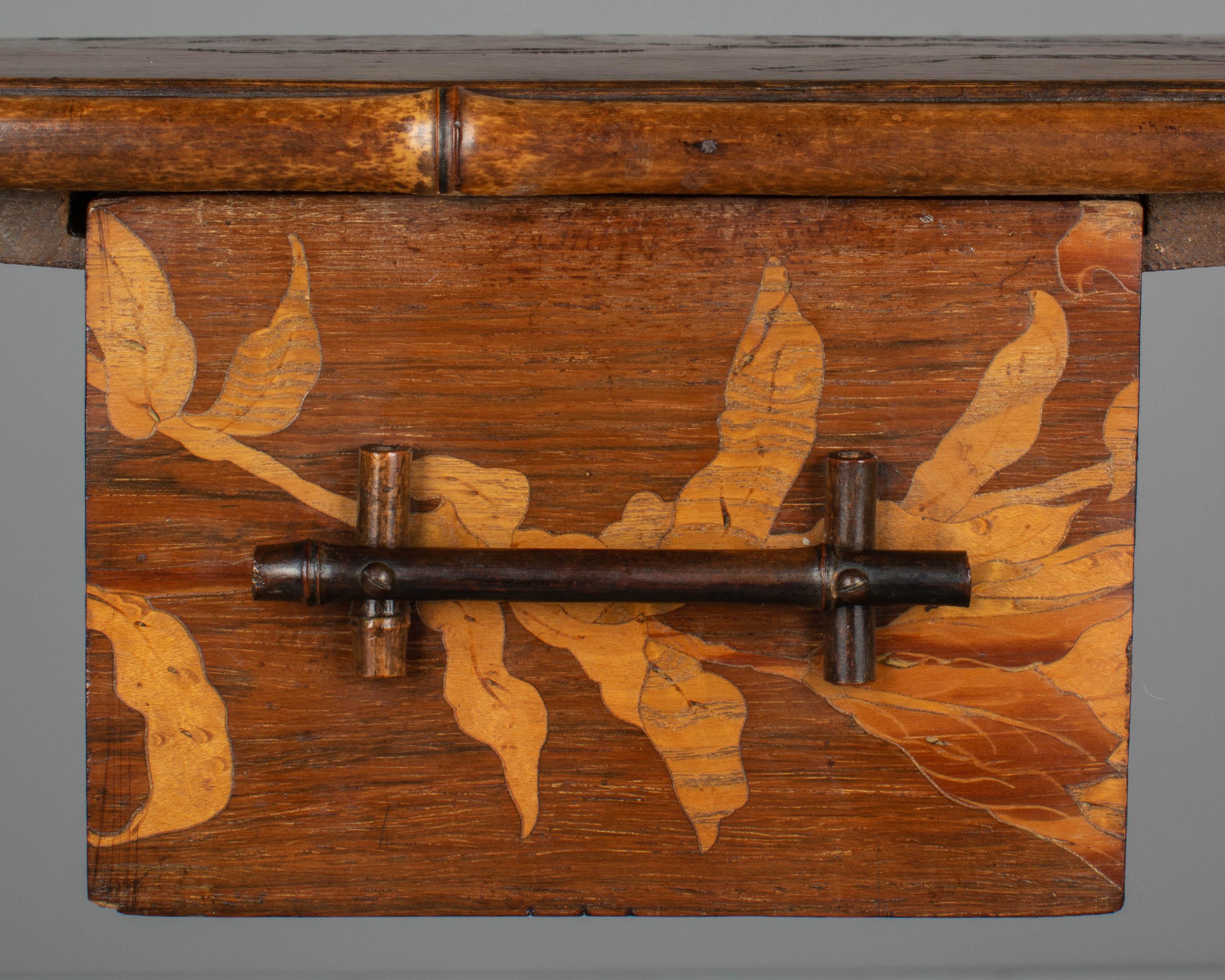 19th Century English Marquetry Bamboo Table 4