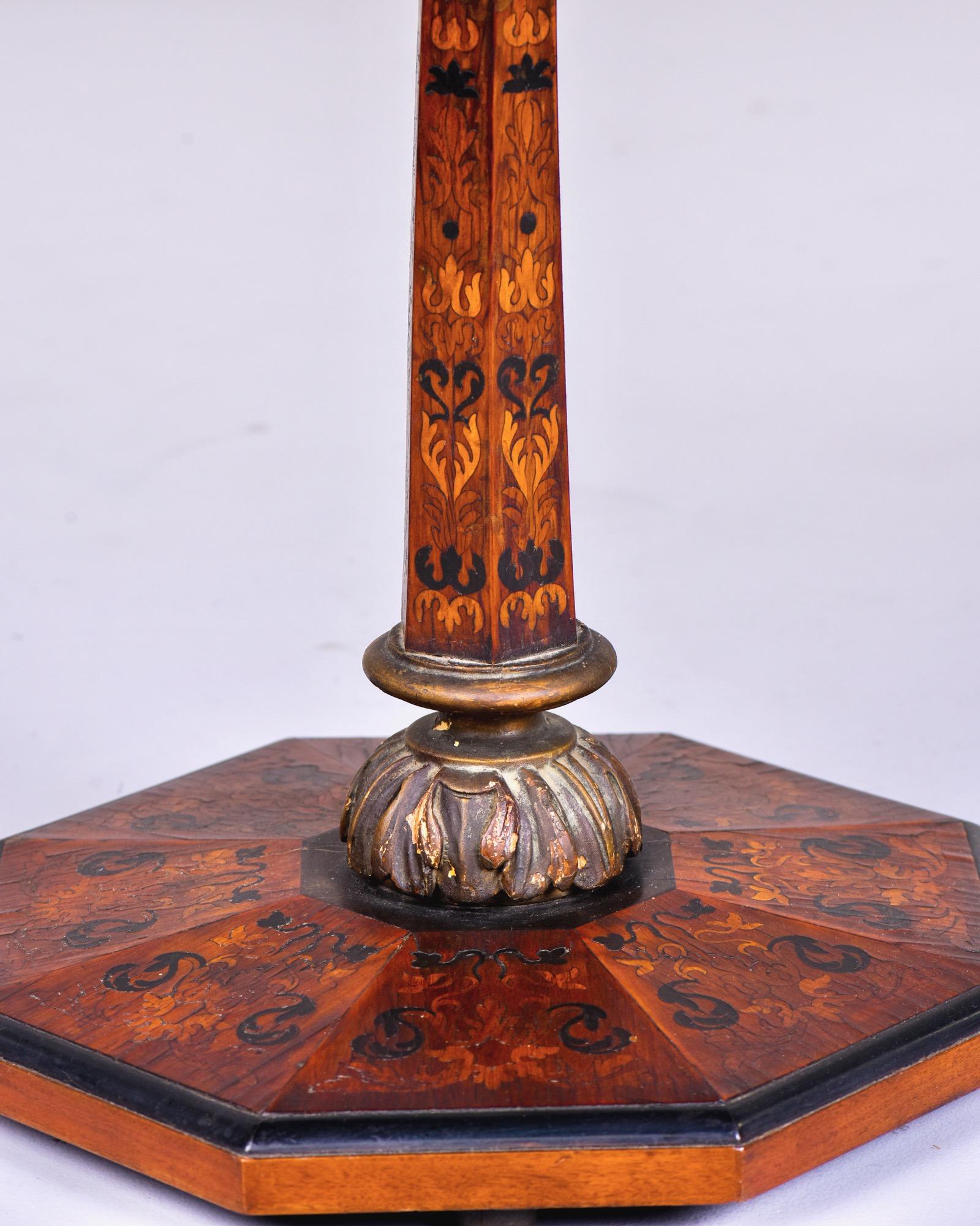 19th Century English Marquetry Side Table with Black Lacquer Top In Good Condition In Troy, MI