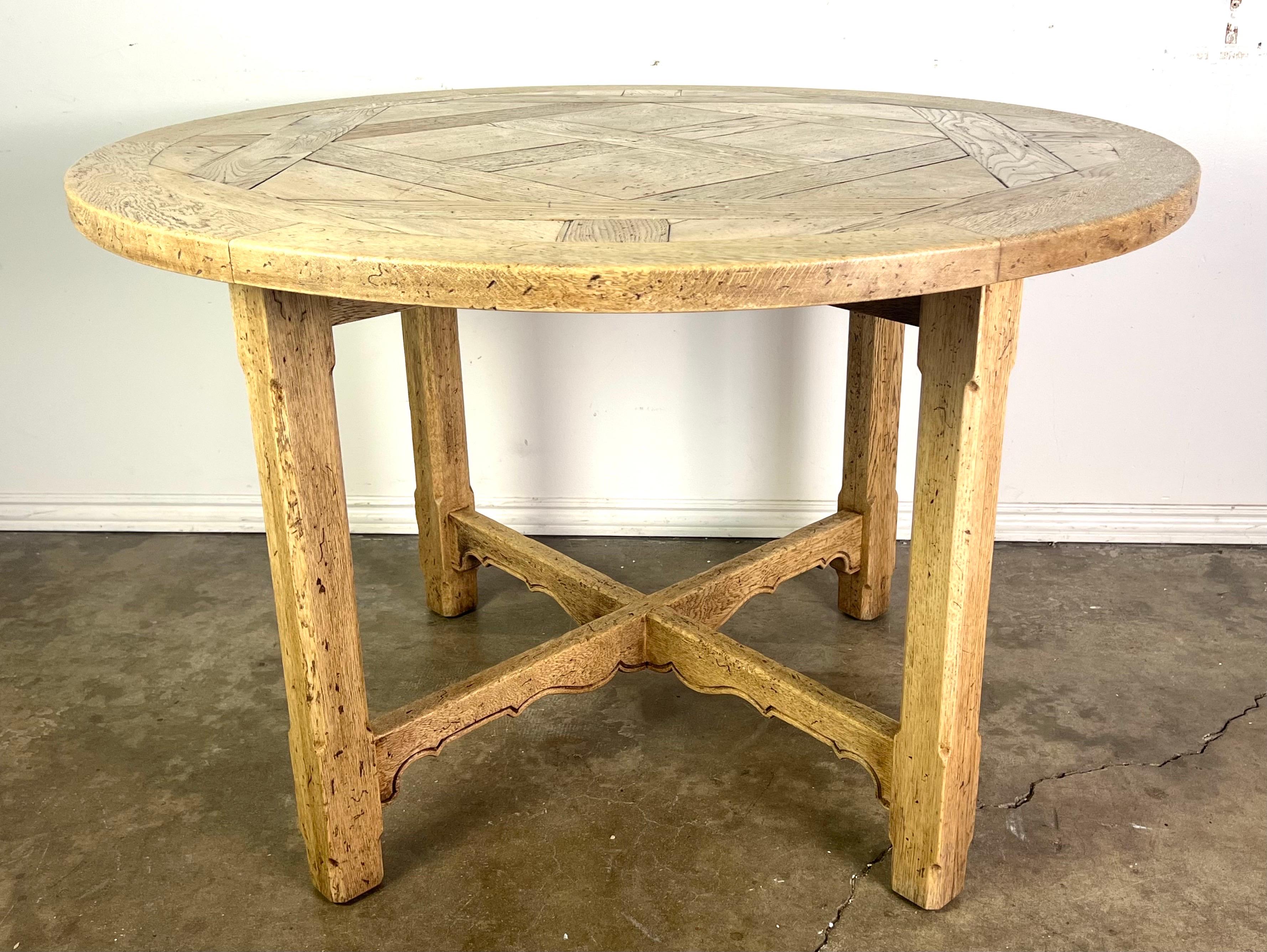 Bleached 19th C. English Marquetry Top Table For Sale
