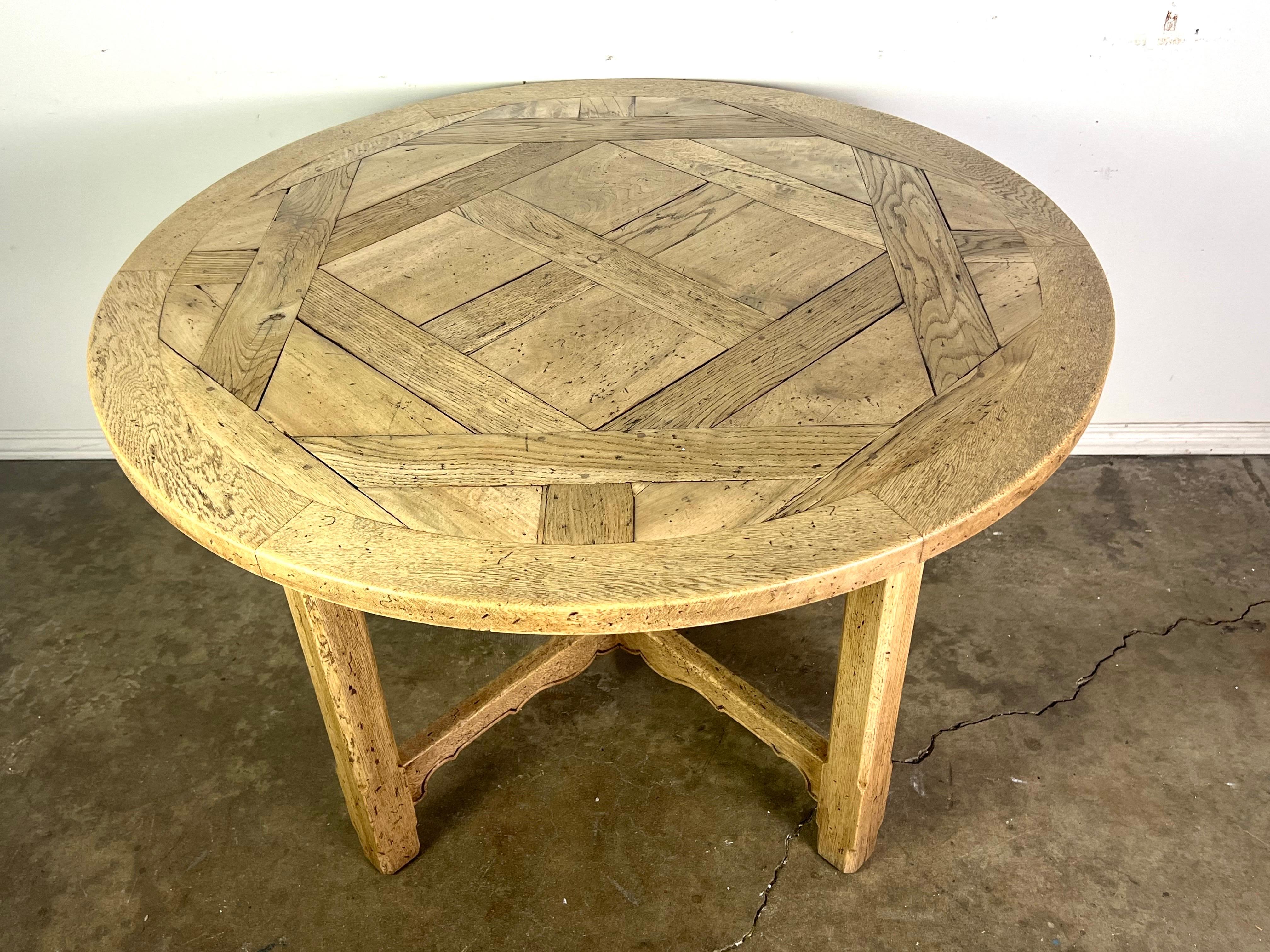 19th C. English Marquetry Top Table In Distressed Condition For Sale In Los Angeles, CA