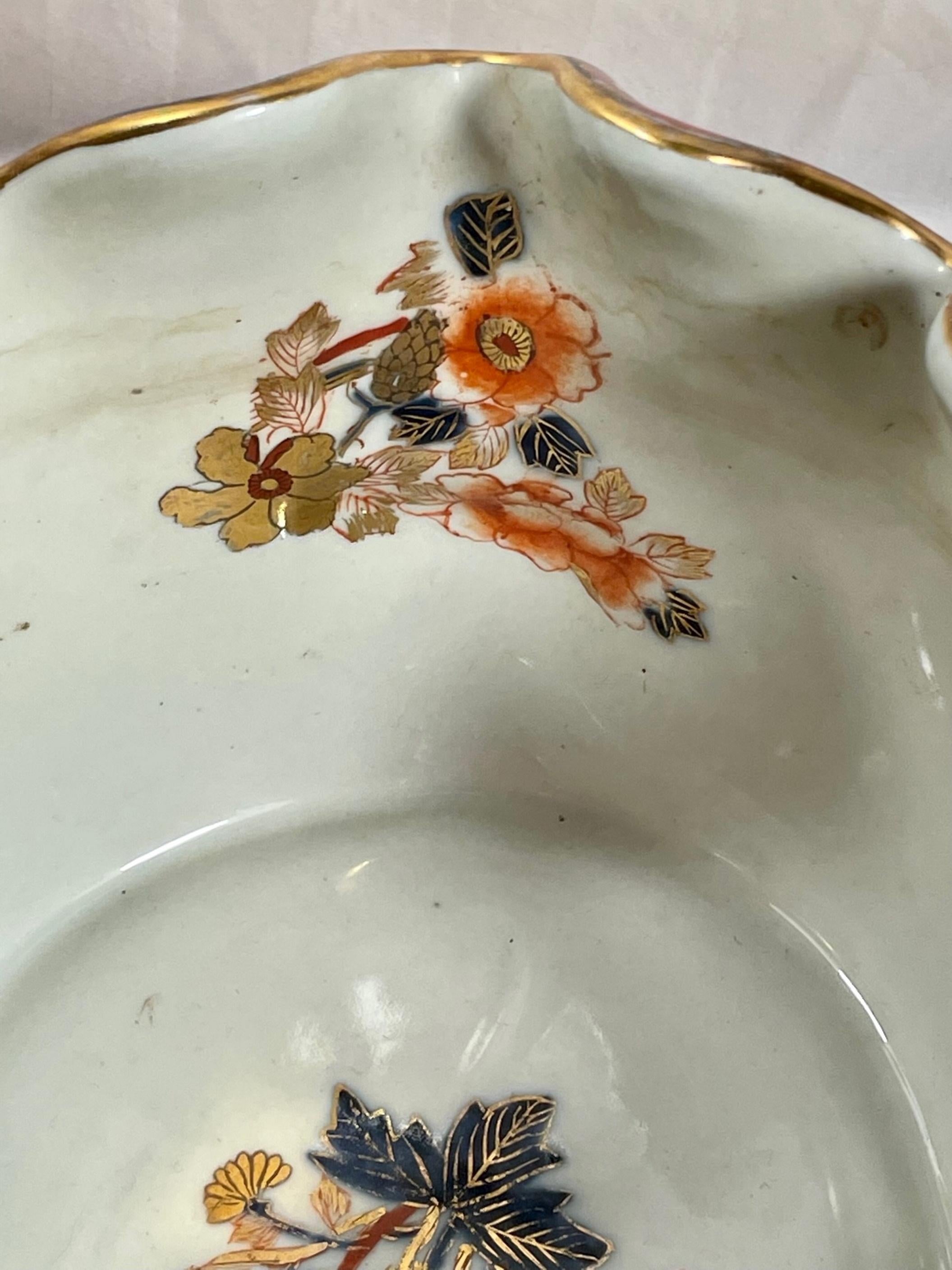 19th C. English Mason’s Ironstone Imari Style Deep Blue Bowl with Gilt Flowers For Sale 1