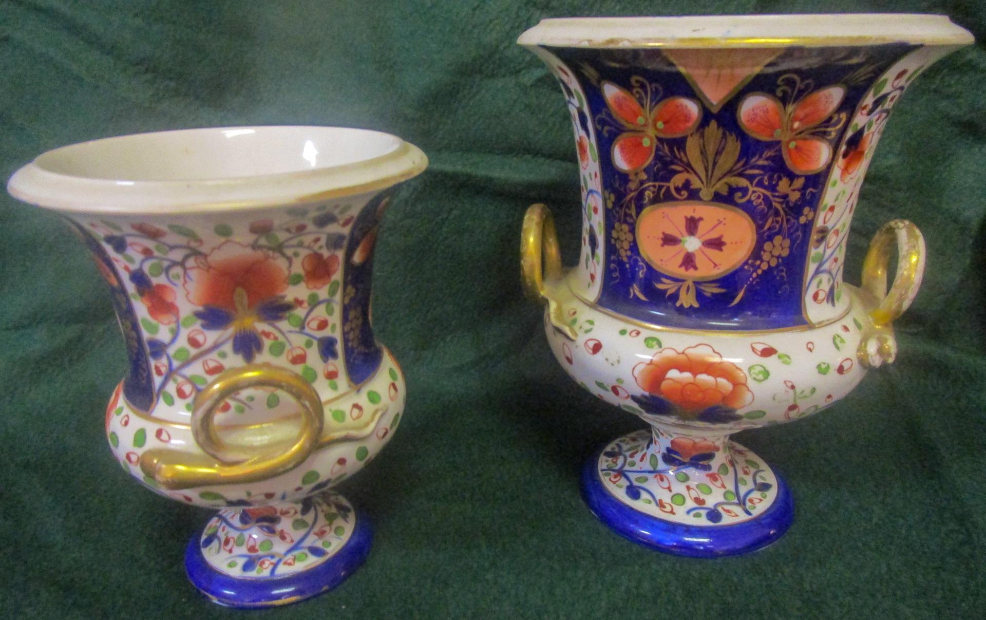 Painted 19th C English Mason's Ironstone Japonesque Jardinieres w/ Handles Set of Three For Sale