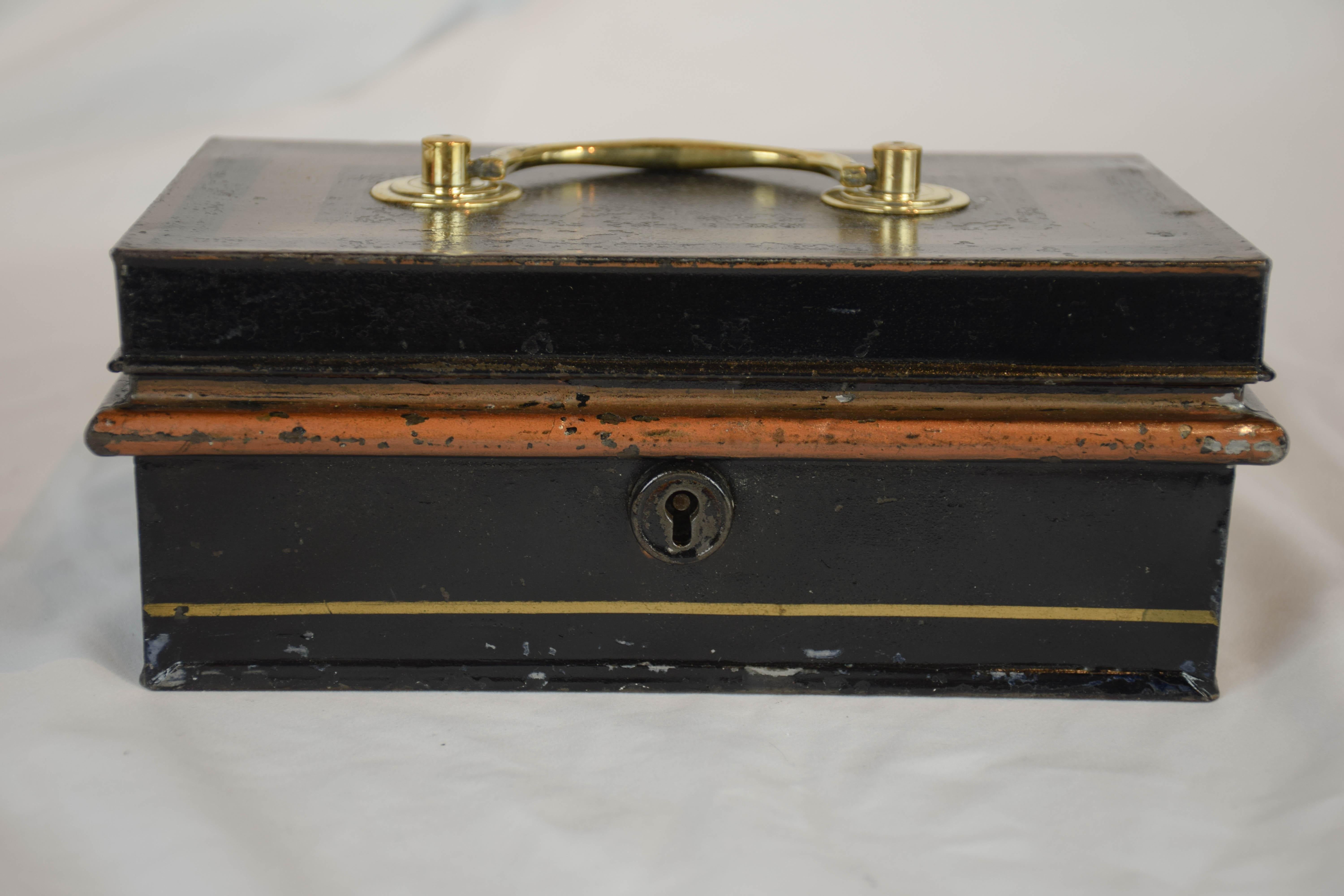 Victorian 19th Century English Metal Cash Box