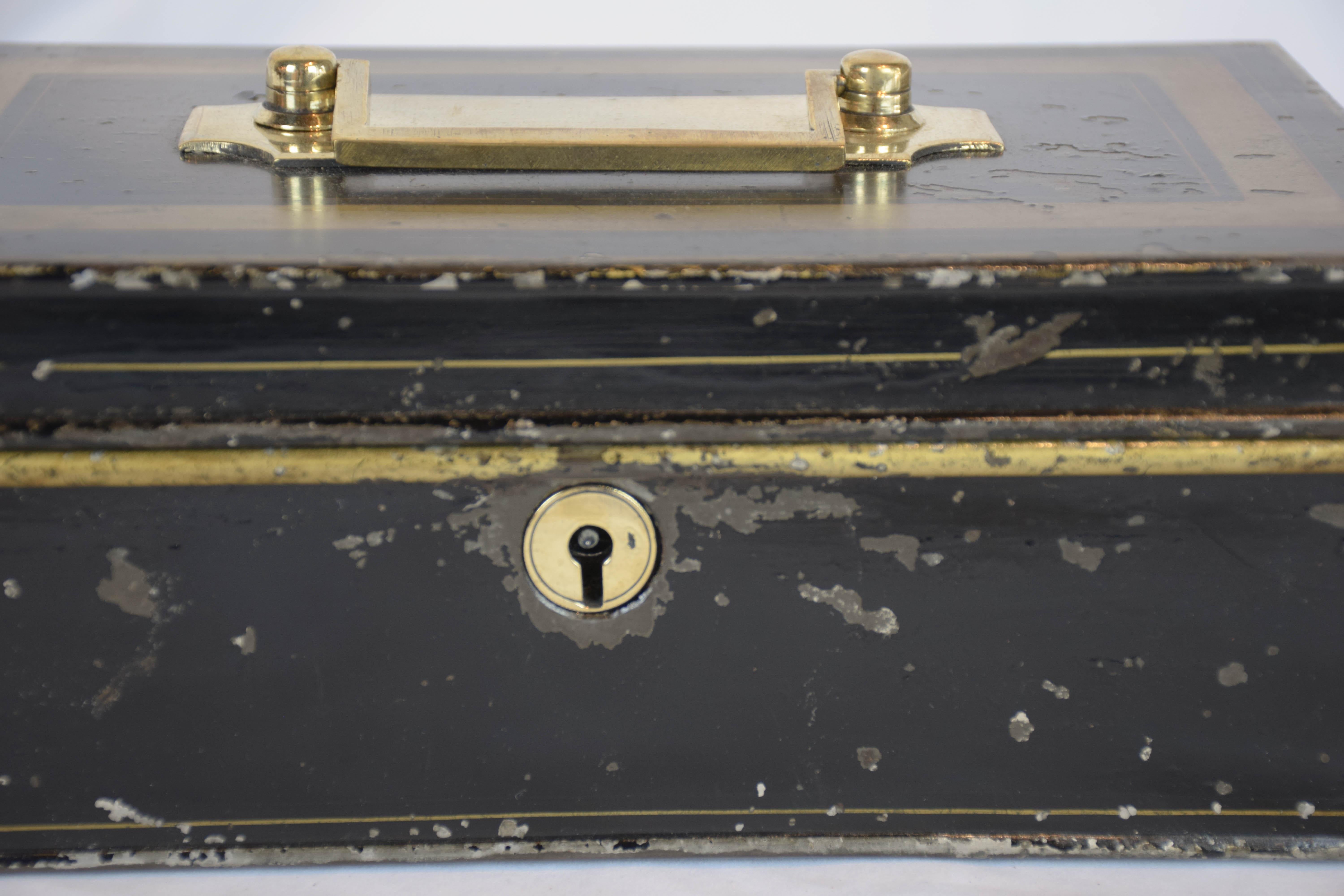 Victorian 19th Century English Metal Cash Box