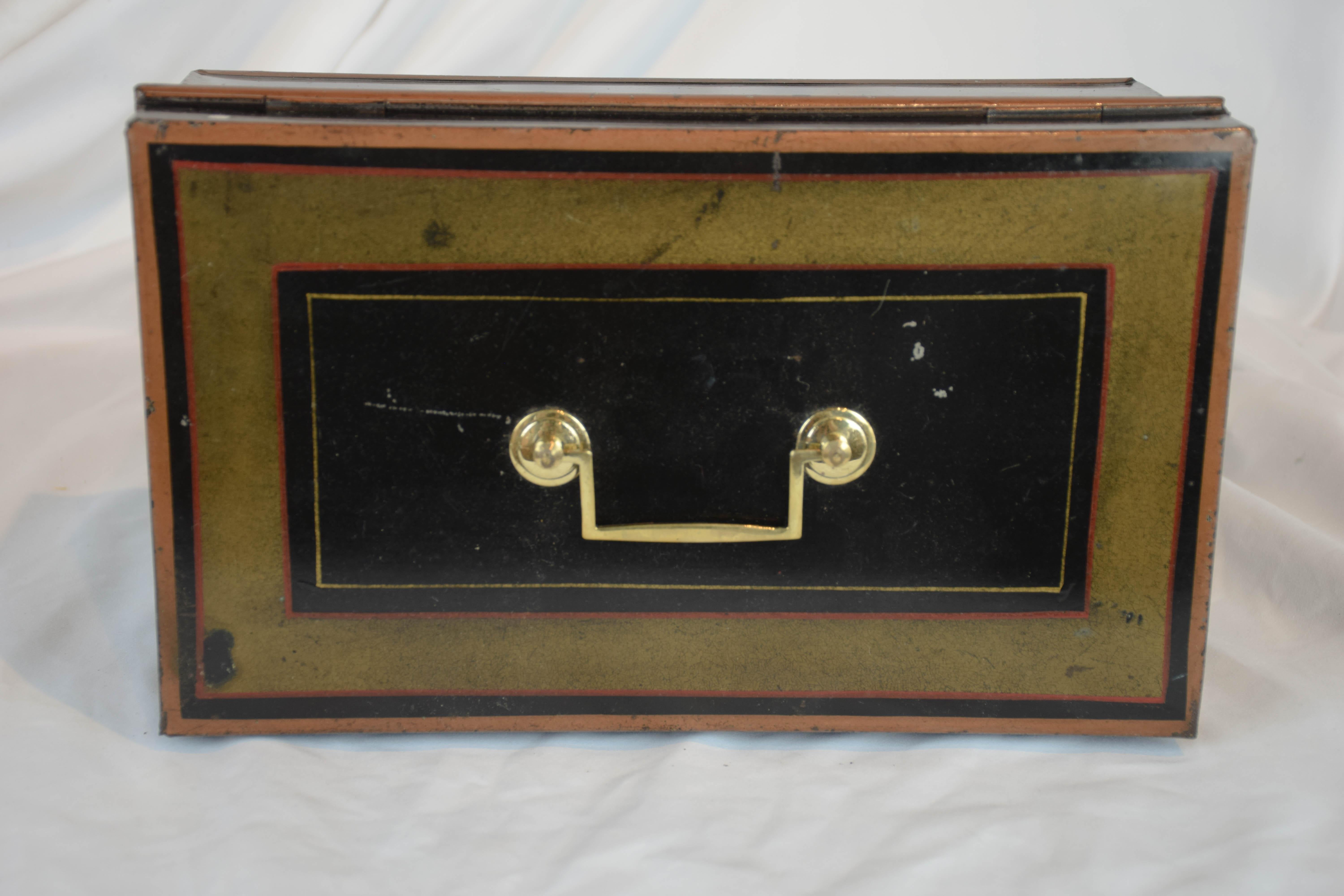 Victorian 19th Century English Metal Cash Box