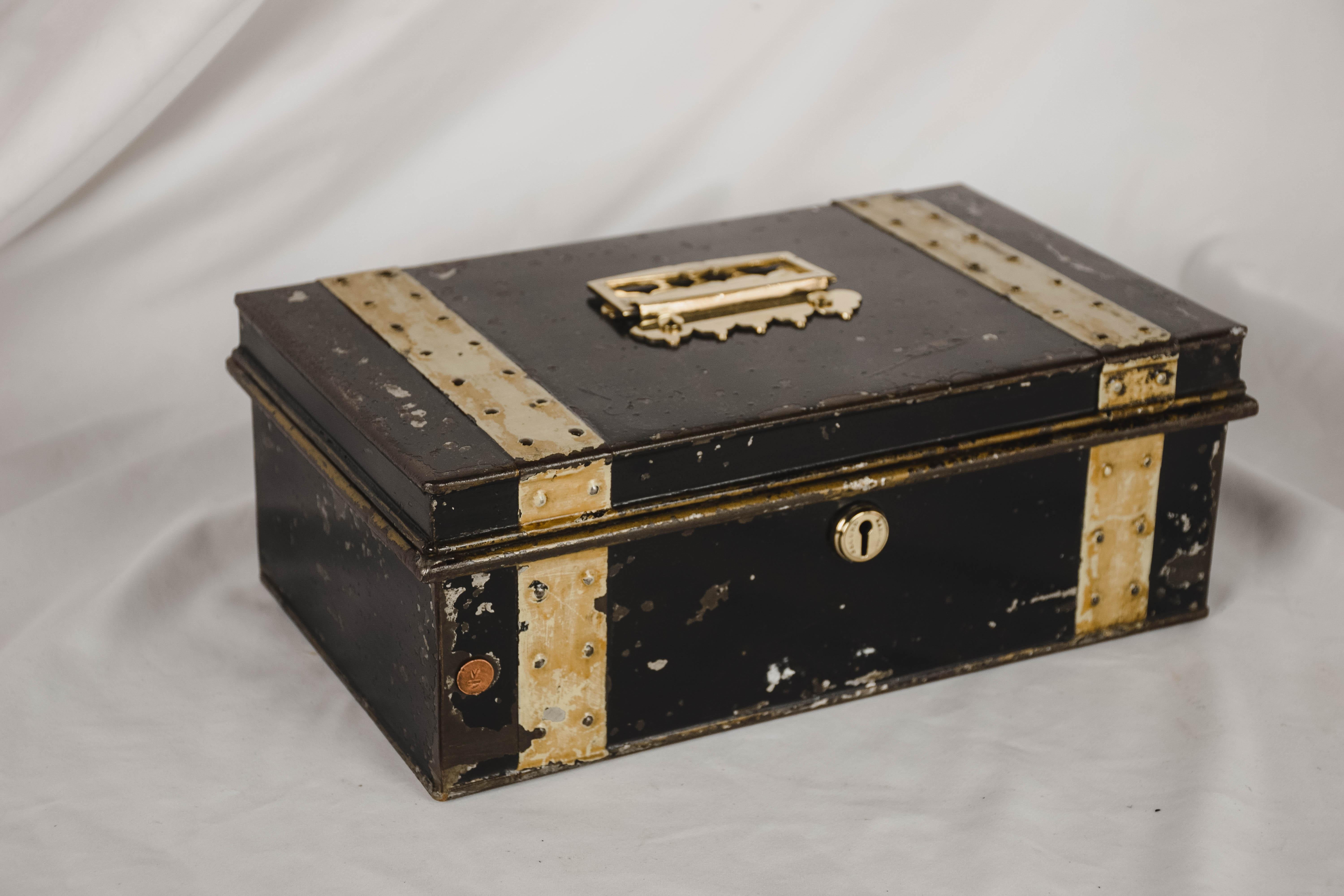 Victorian 19th Century English Metal Cash Box