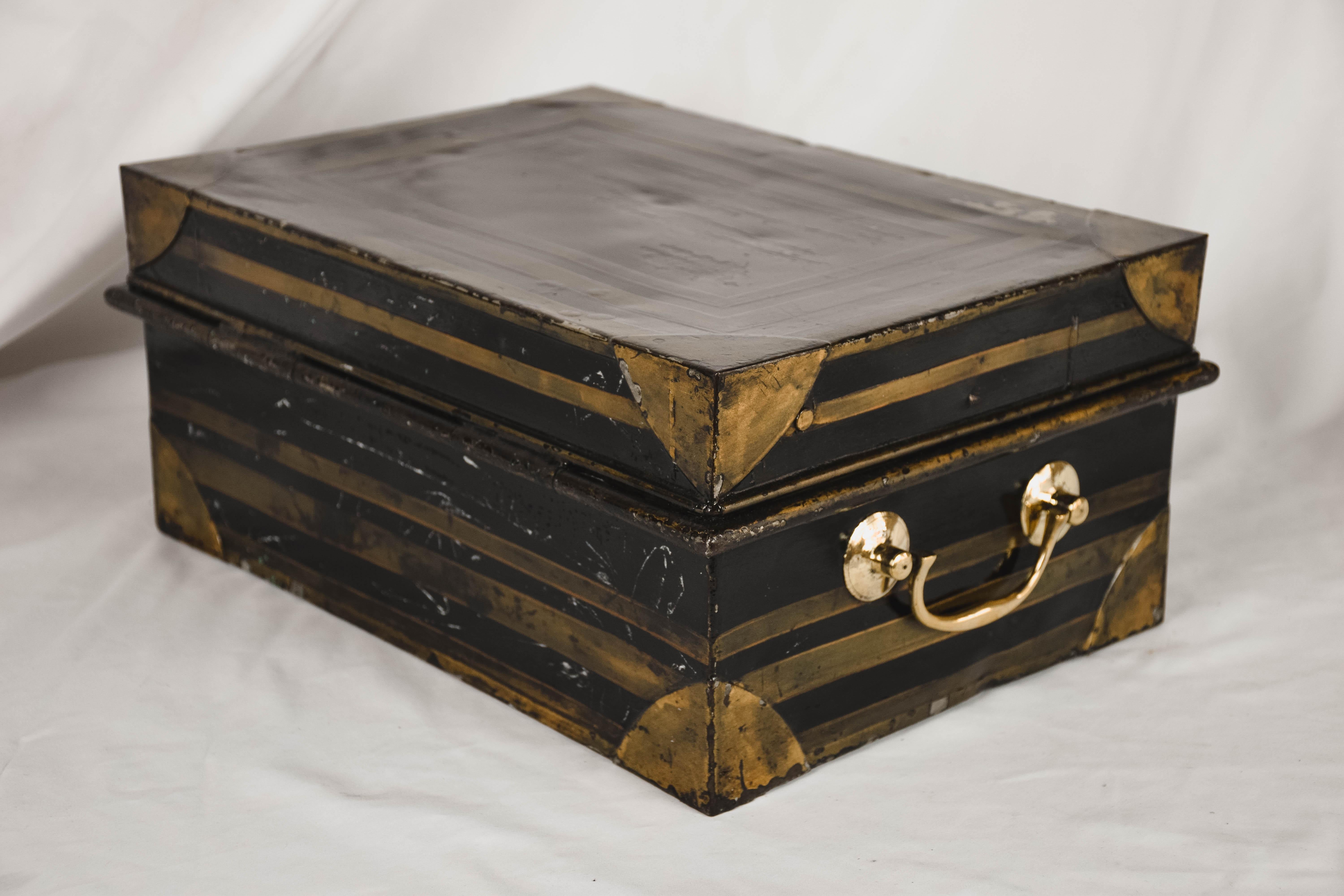Victorian 19th Century English Metal Cash Box