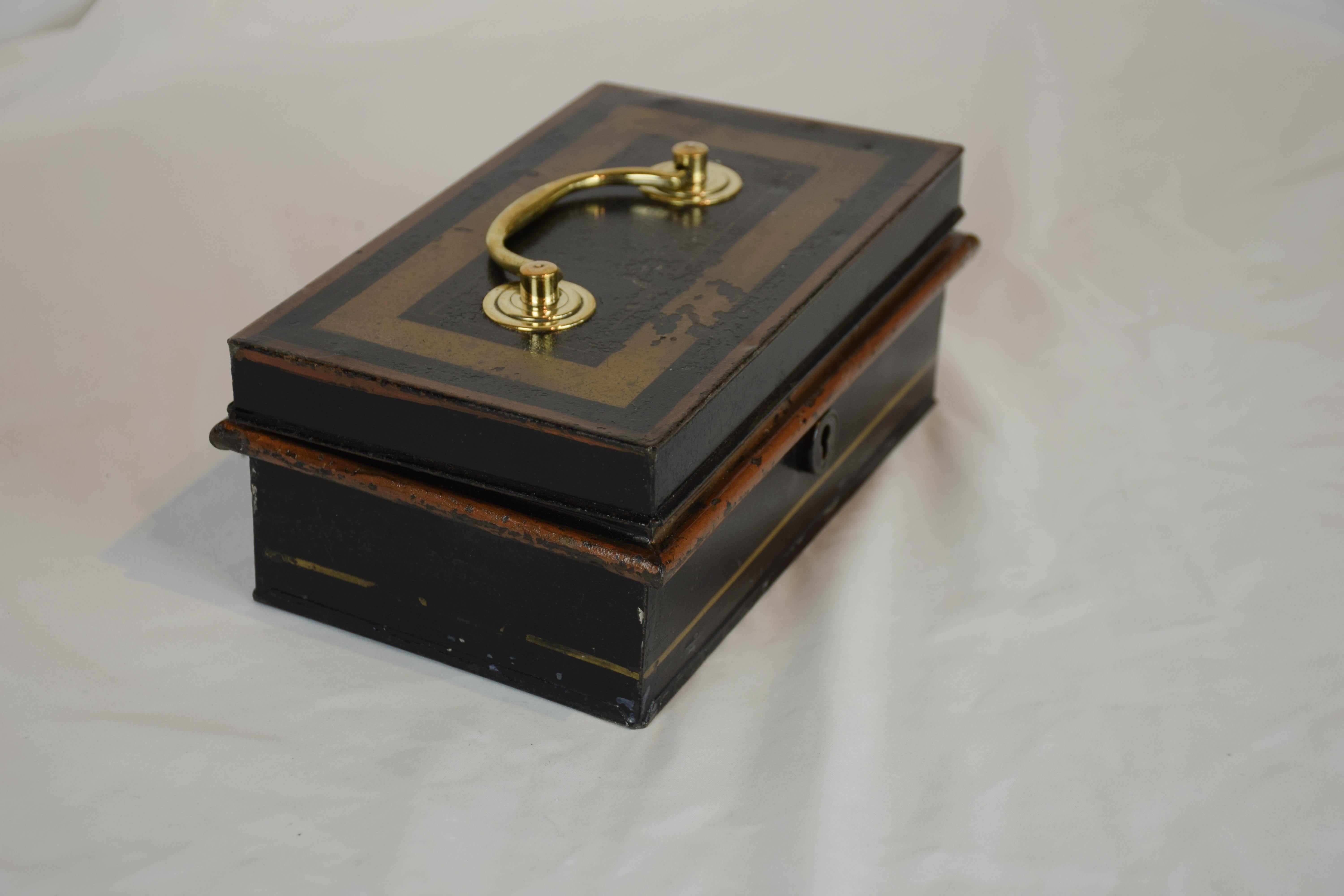 19th Century English Metal Cash Box 1