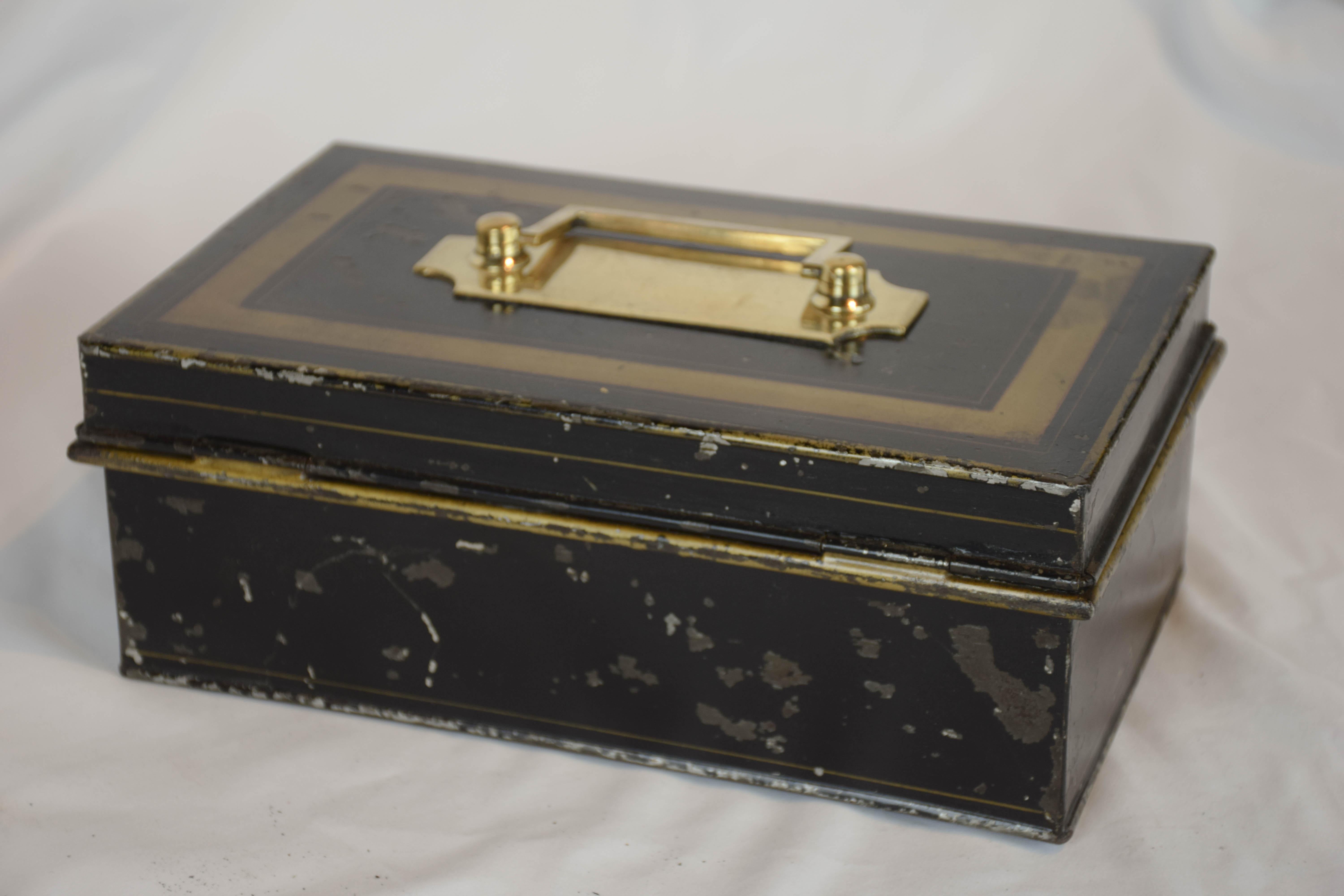 19th Century English Metal Cash Box 1