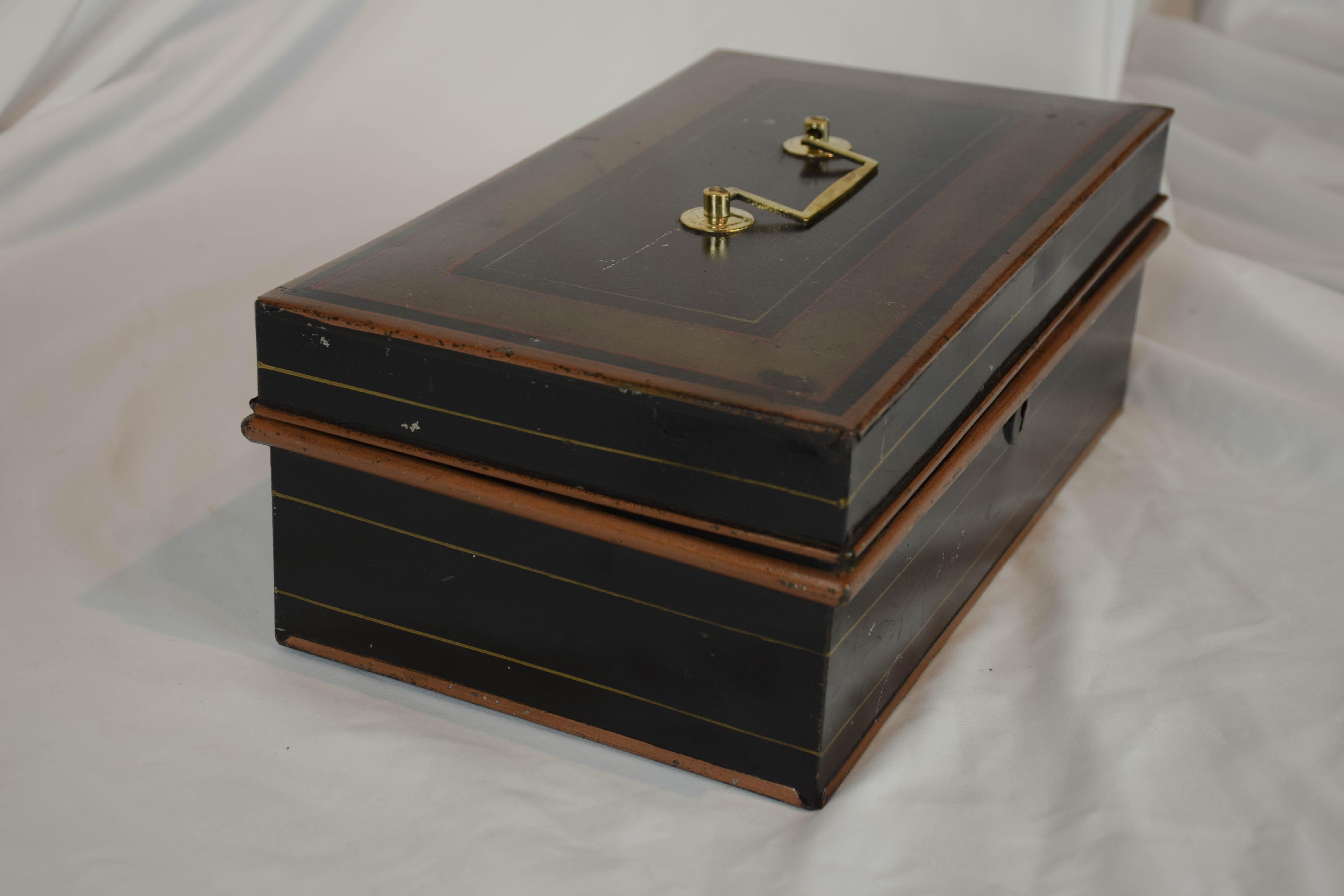 19th Century English Metal Cash Box 1