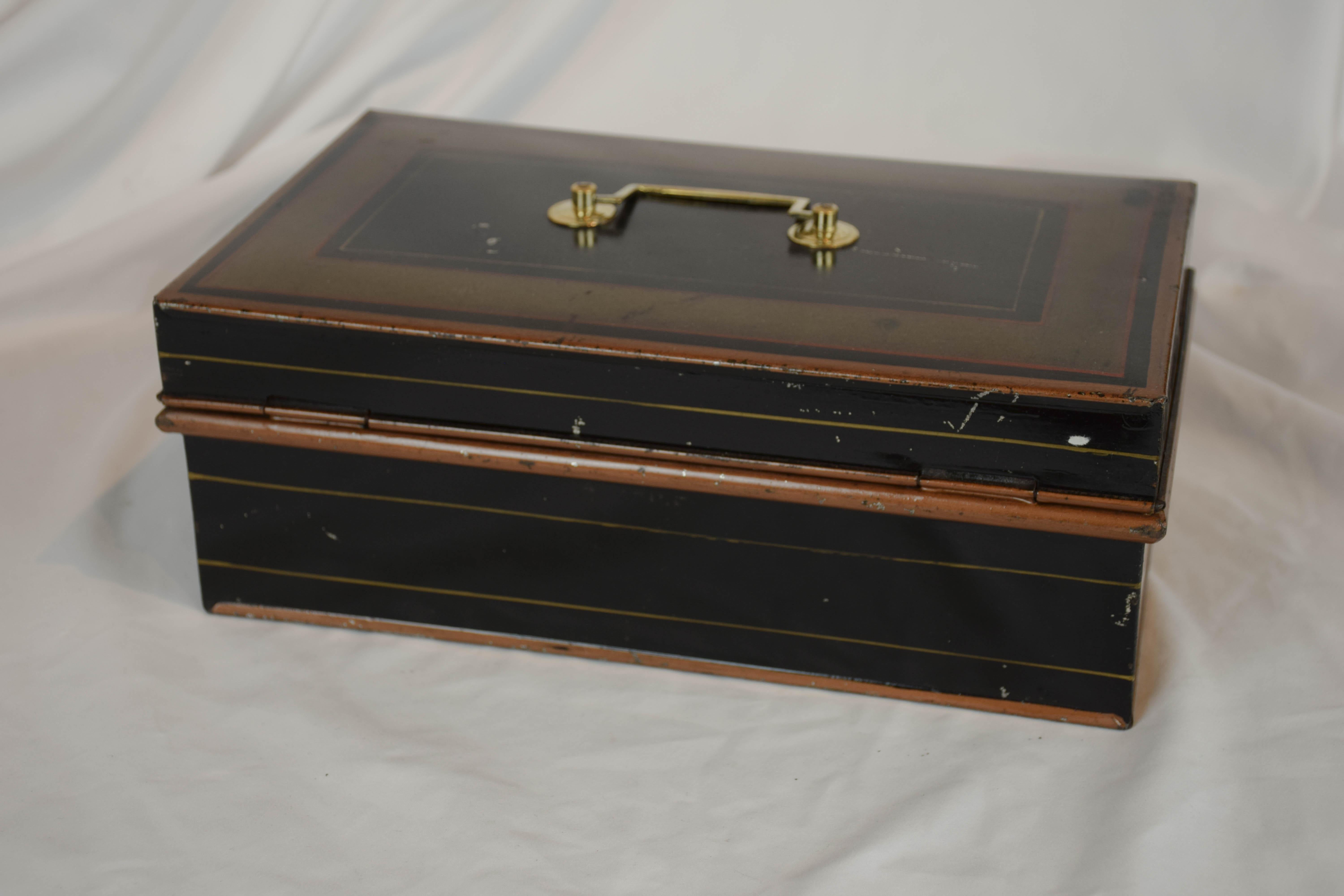 19th Century English Metal Cash Box 2