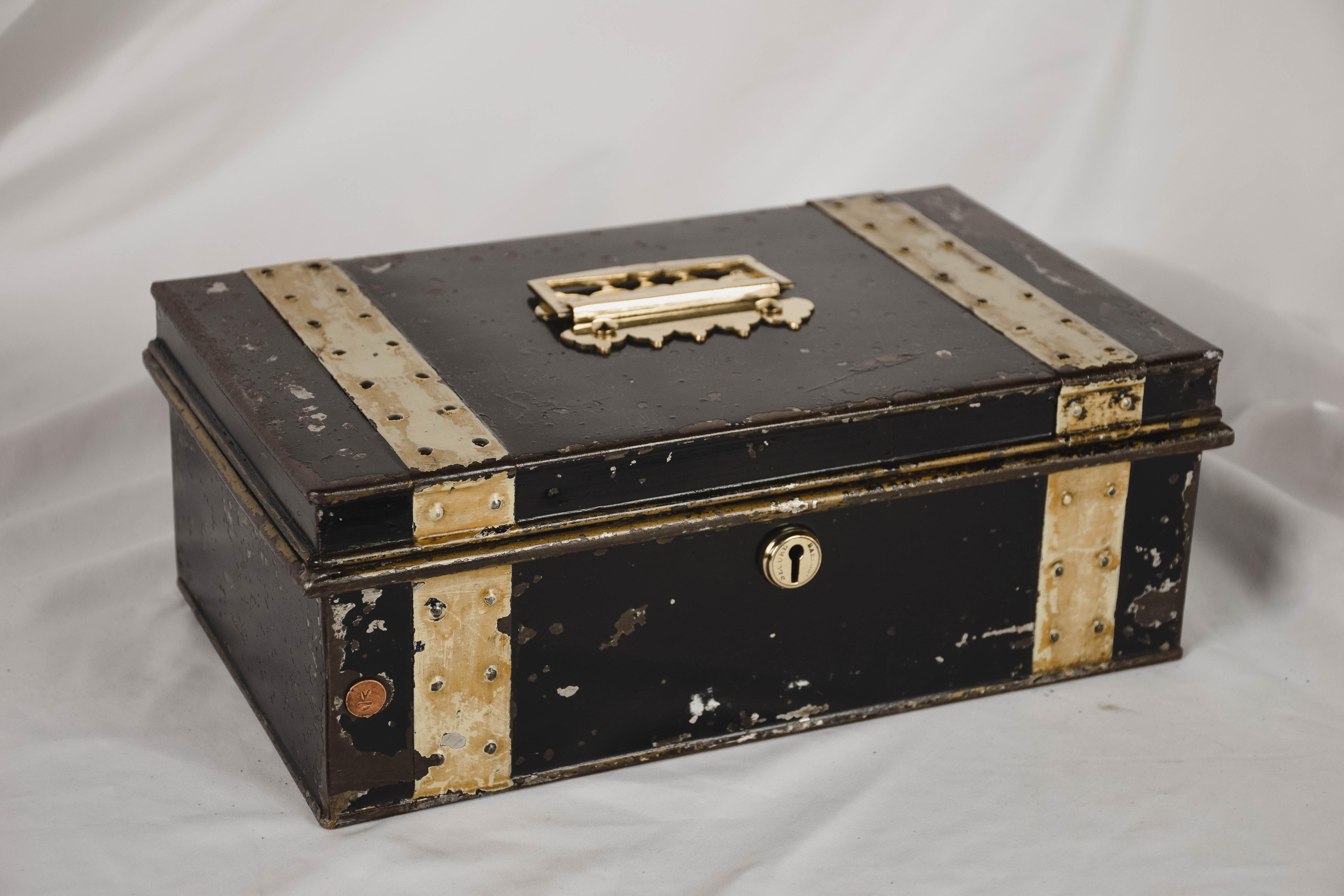 19th Century English Metal Cash Box 2