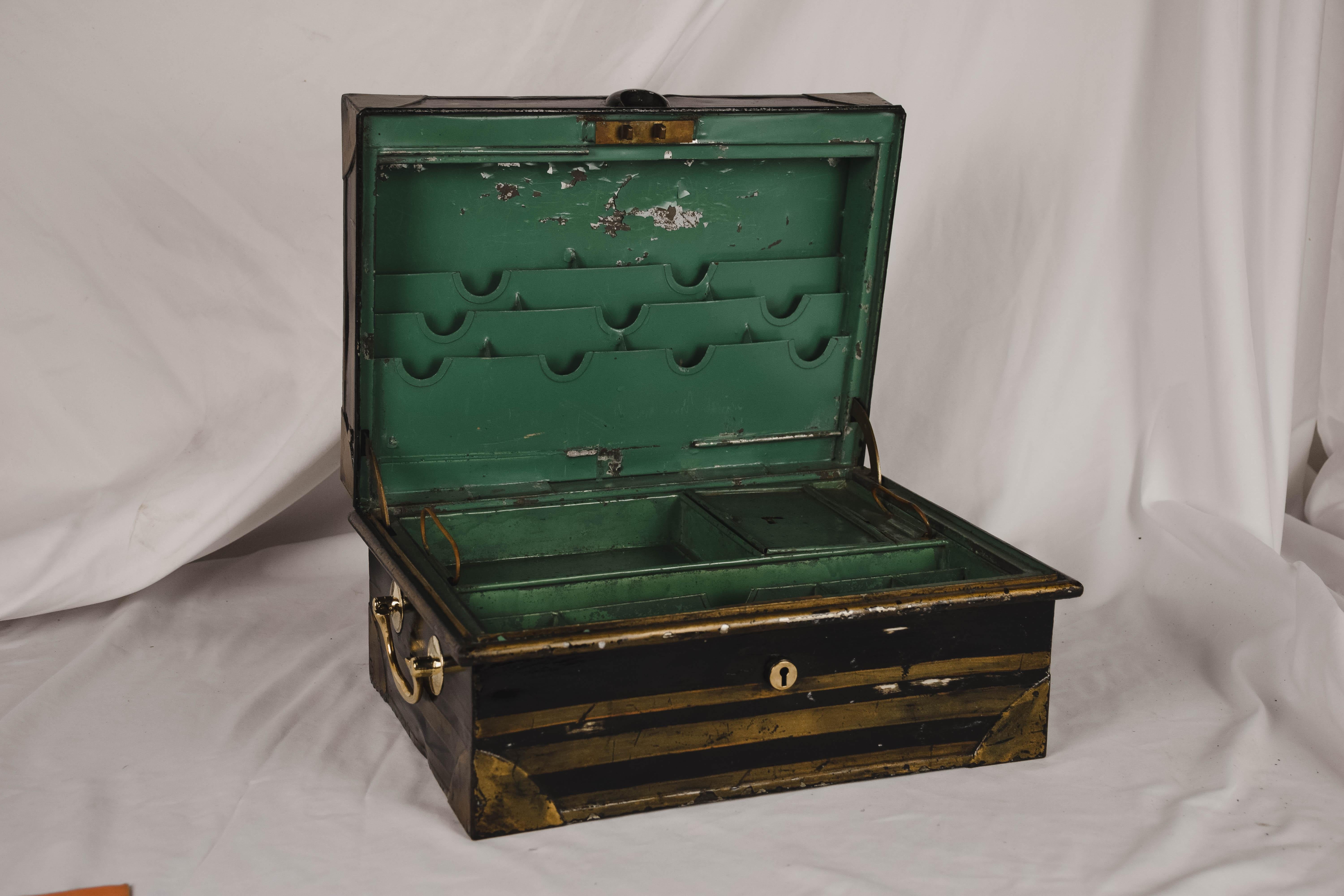 19th Century English Metal Cash Box 2