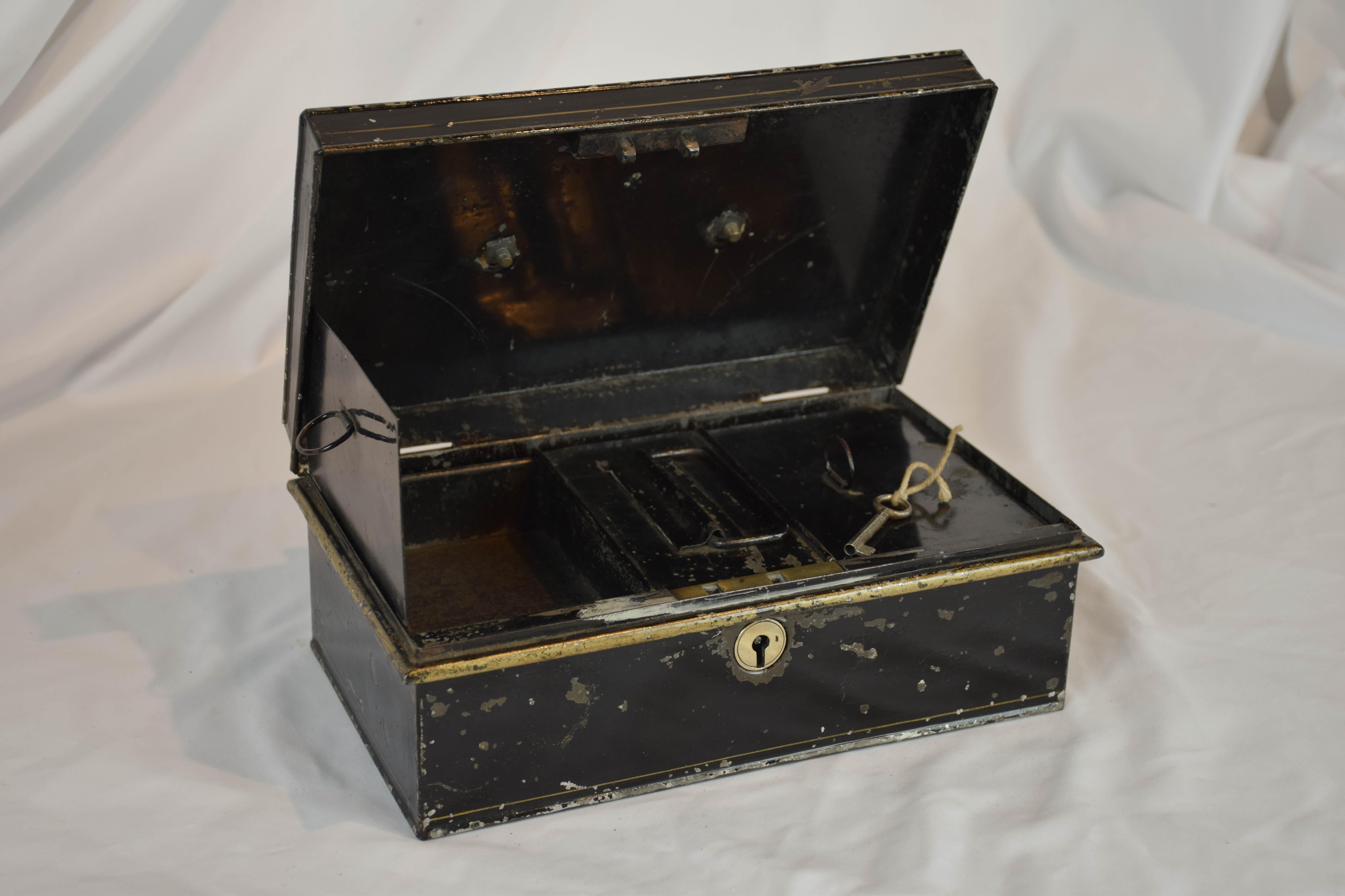 19th Century English Metal Cash Box 4