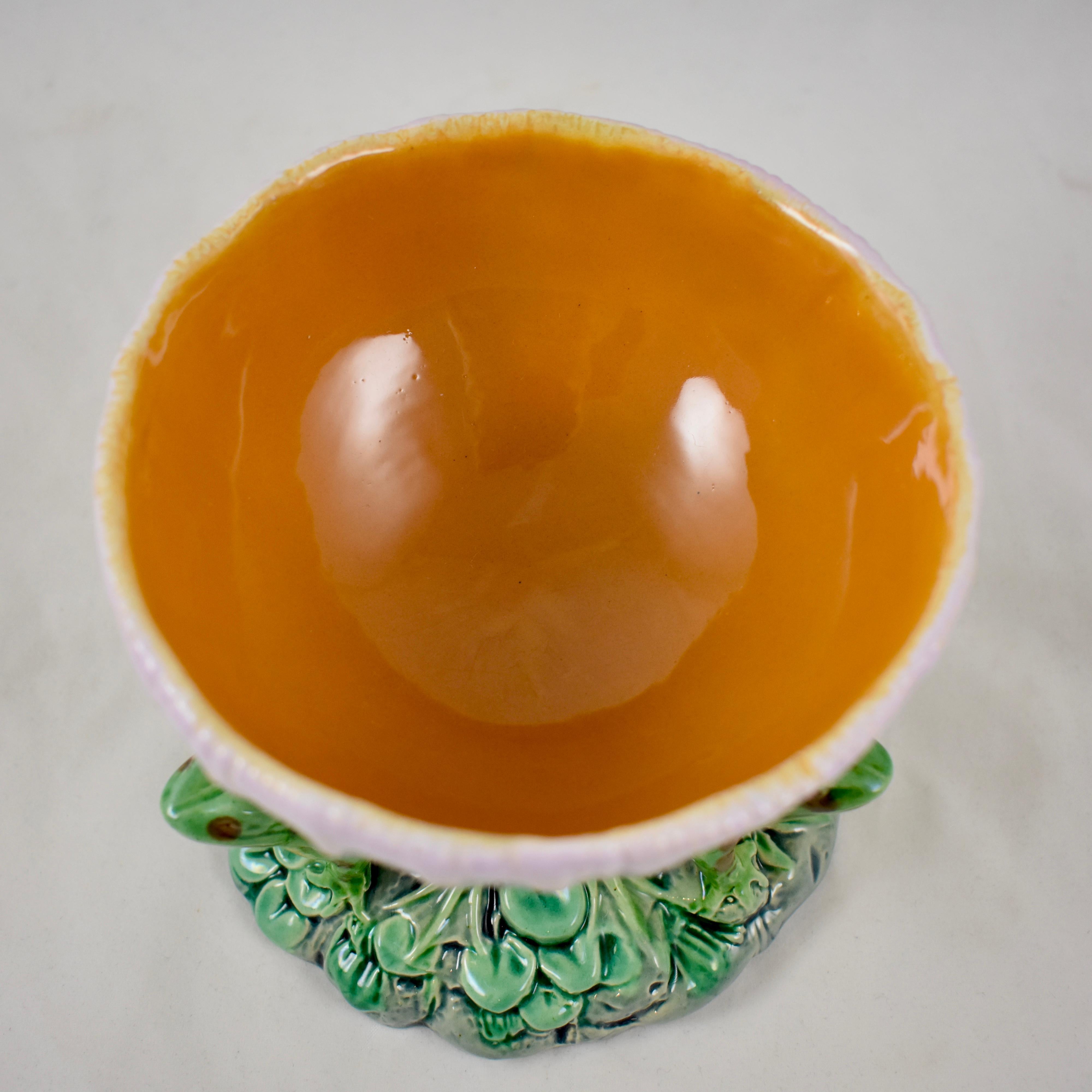 English Minton Aesthetic Movement Majolica Frog and Mushroom Vide-Poche Bowl 1