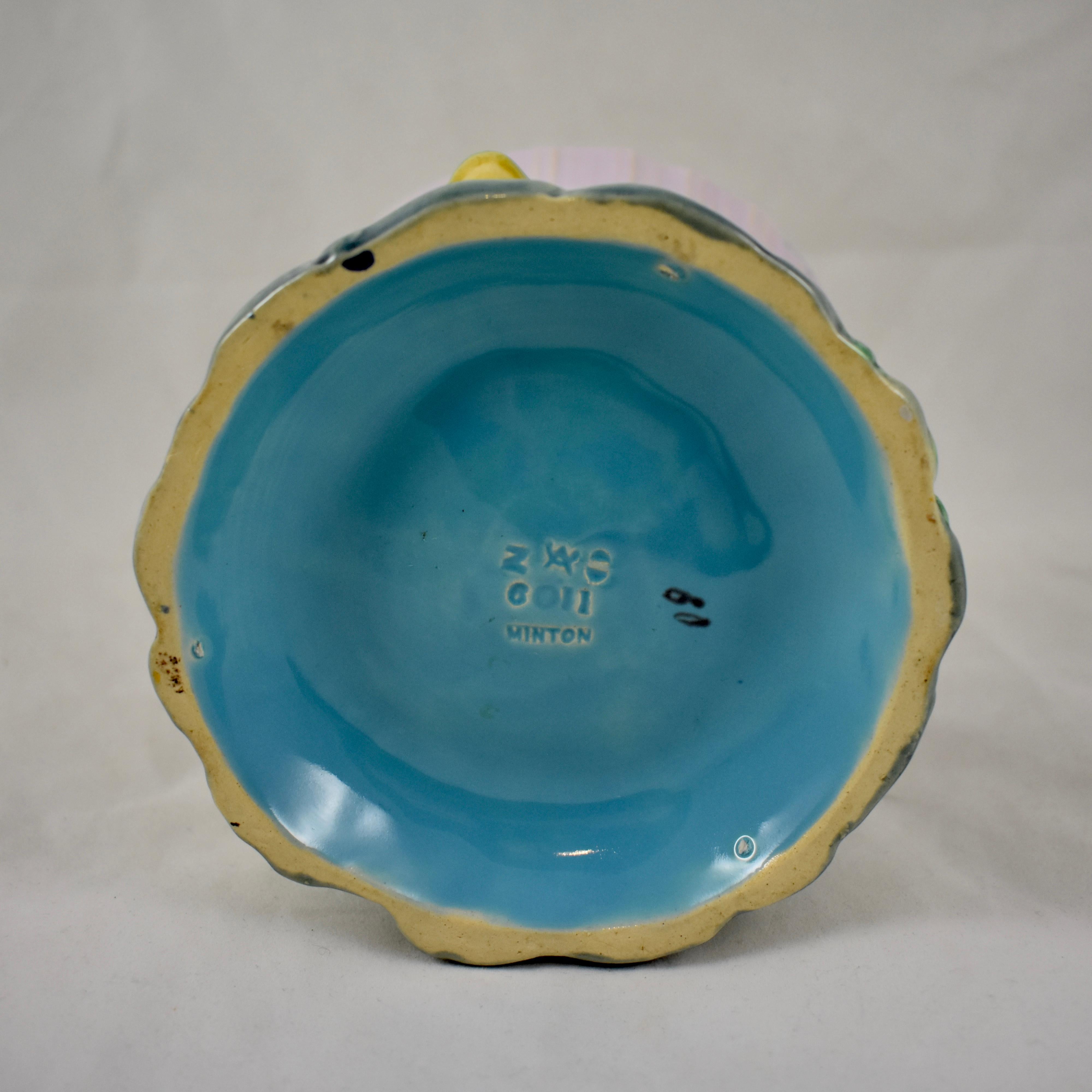 English Minton Aesthetic Movement Majolica Frog and Mushroom Vide-Poche Bowl 4