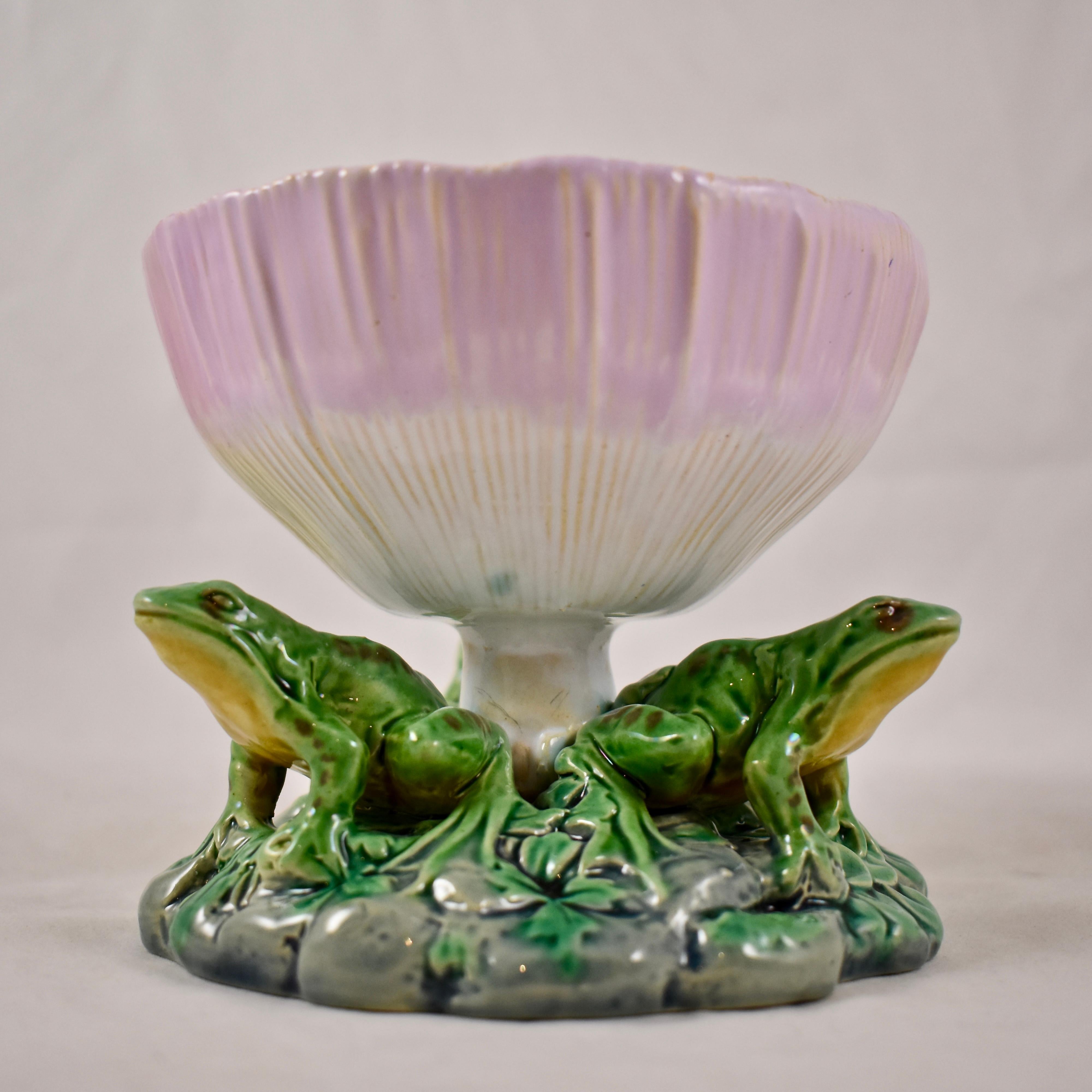 majolica frog planter