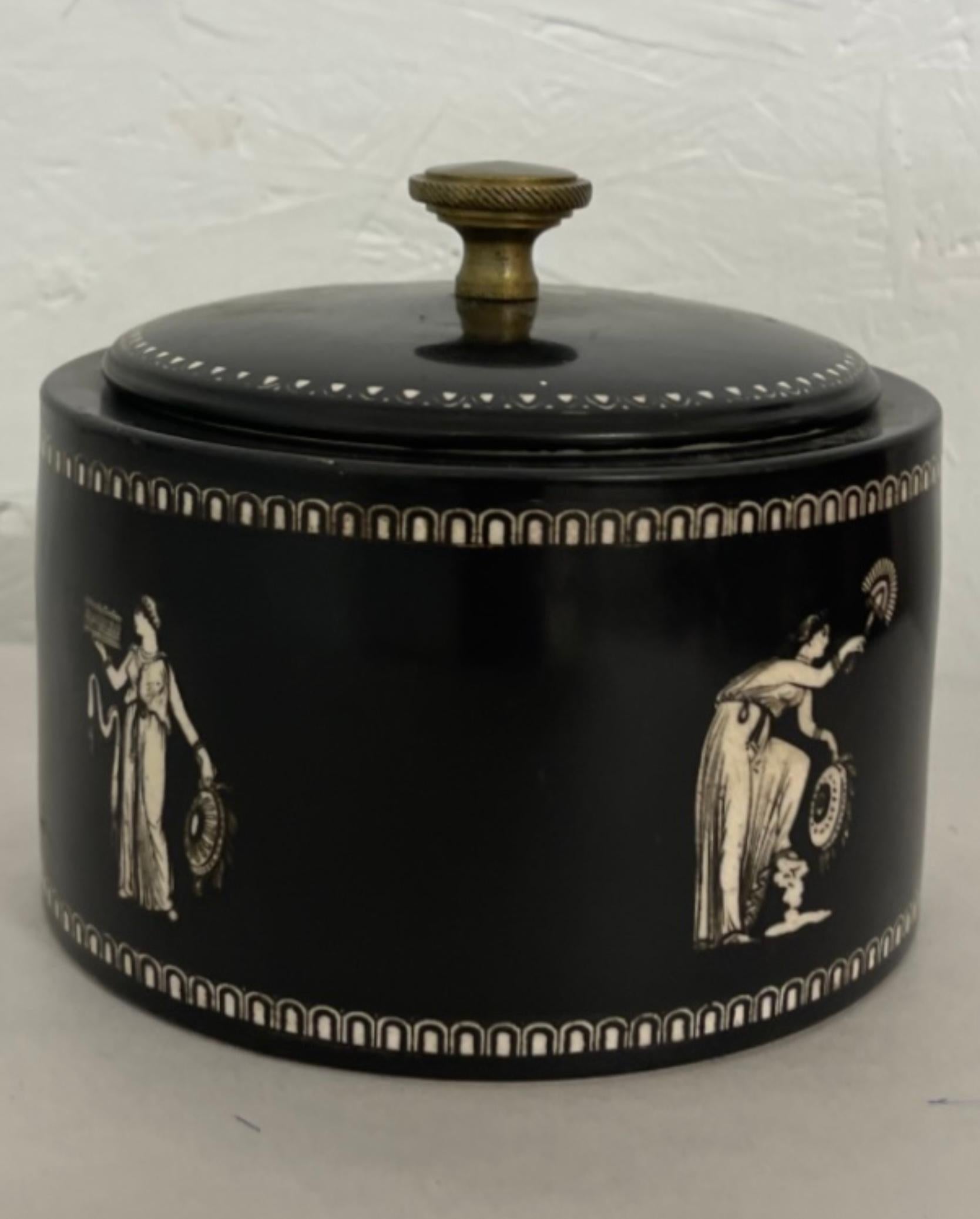 19th Century 19th-C. English Neo-Classical Style Staffordhire Pottery Biscuit Jar For Sale