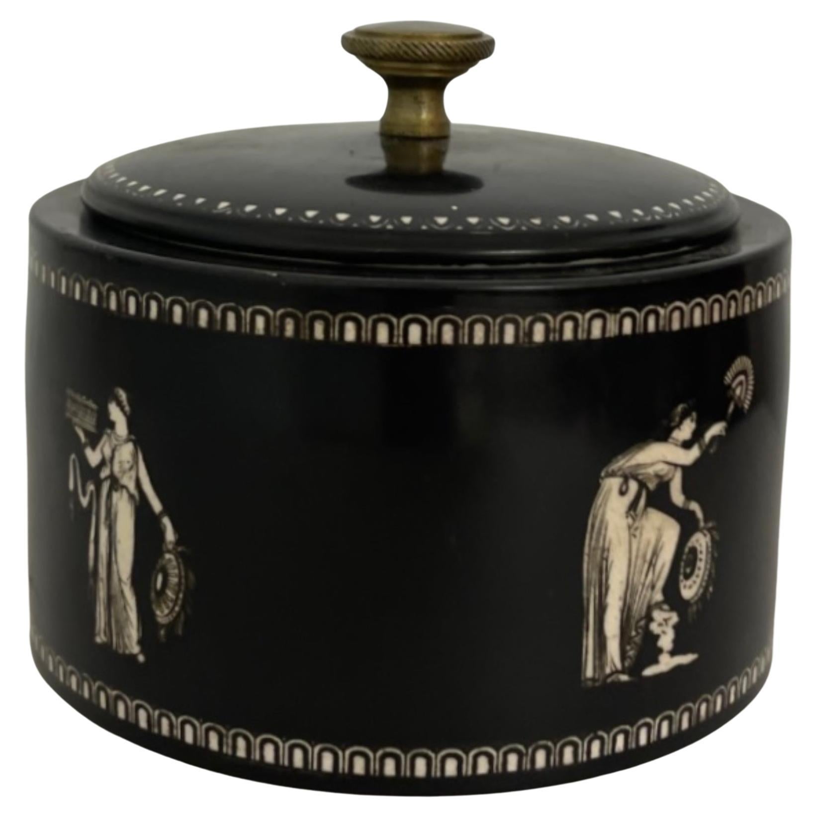 19th-C. English Neo-Classical Style Staffordhire Pottery Biscuit Jar For Sale