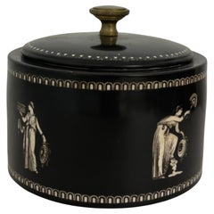 19th-C. English Neo-Classical Style Staffordhire Pottery Biscuit Jar