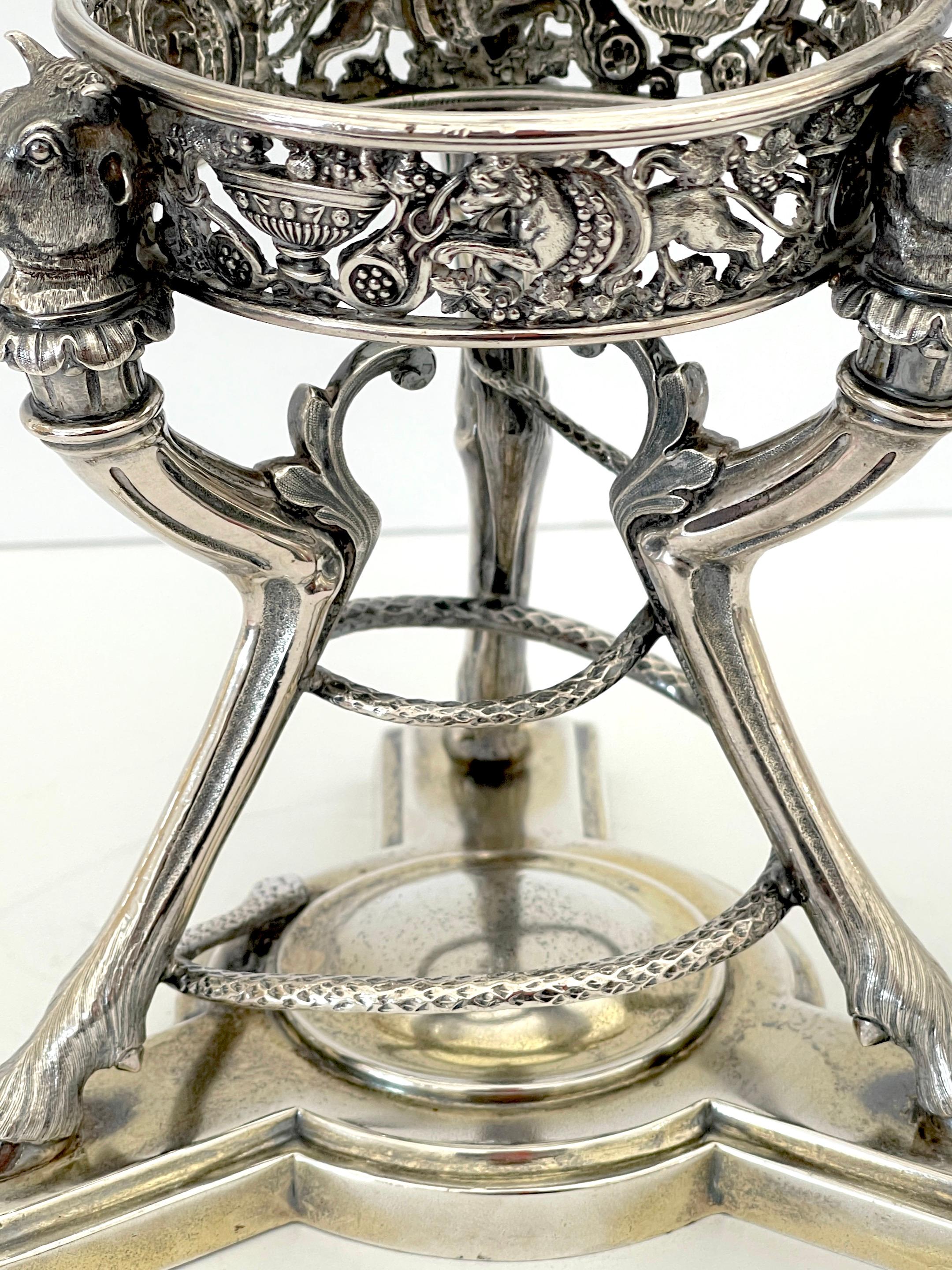 19th C English  Neoclassical  Sterling & Cut Glass Centerpiece/Tazza by S. Smith For Sale 4