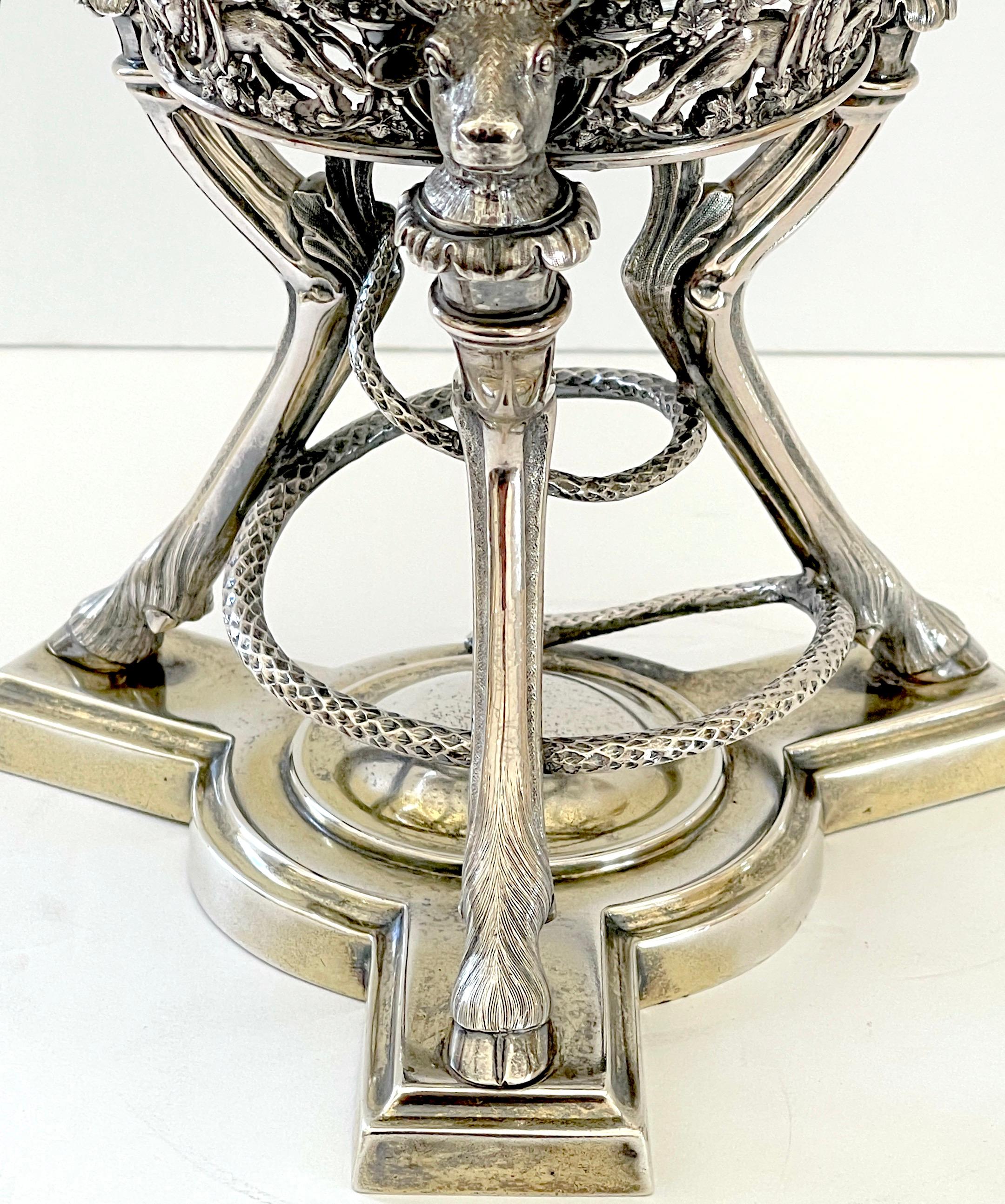 19th C English  Neoclassical  Sterling & Cut Glass Centerpiece/Tazza by S. Smith For Sale 5