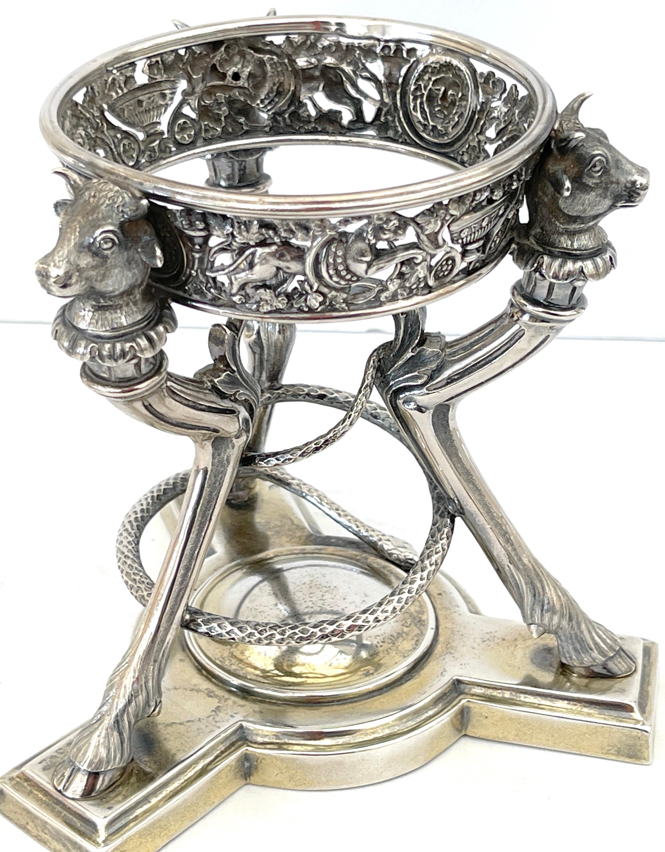 19th C English  Neoclassical  Sterling & Cut Glass Centerpiece/Tazza by S. Smith For Sale 6